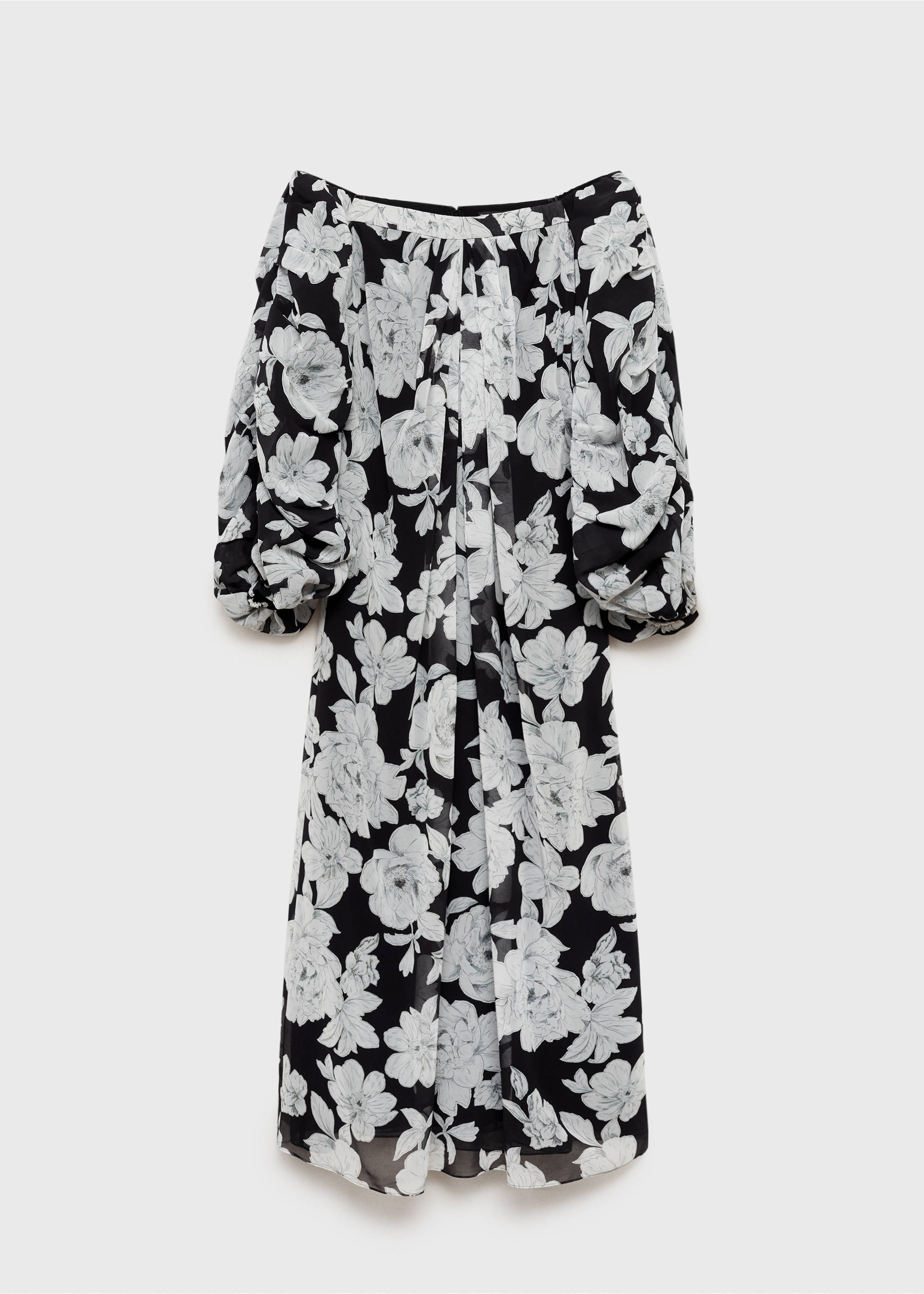 Strapless floral dress - Article without model, Black. Ref: 87006382-00.