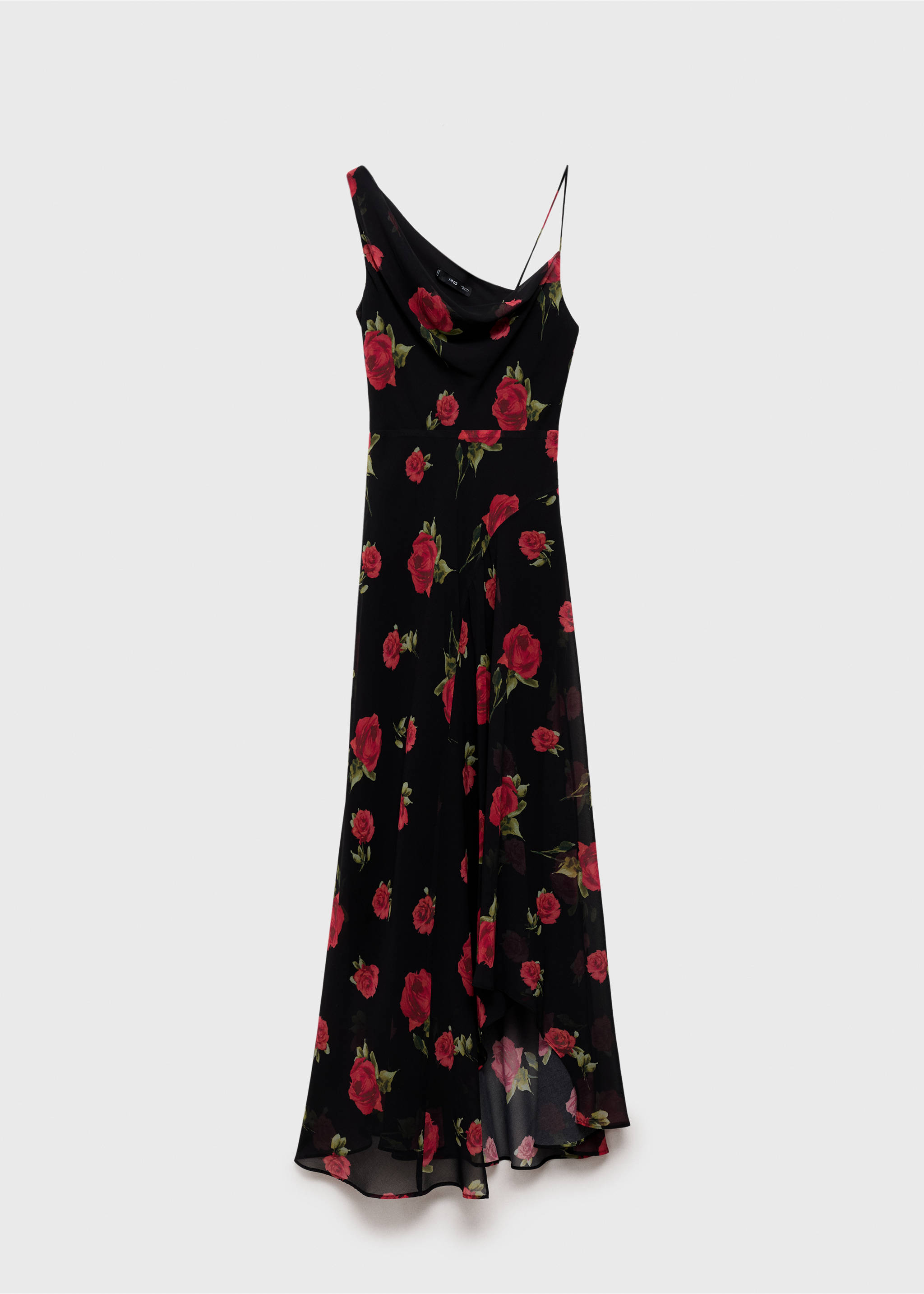 Long floral-print dress - Article without model, Black. Ref: 87006383-00.