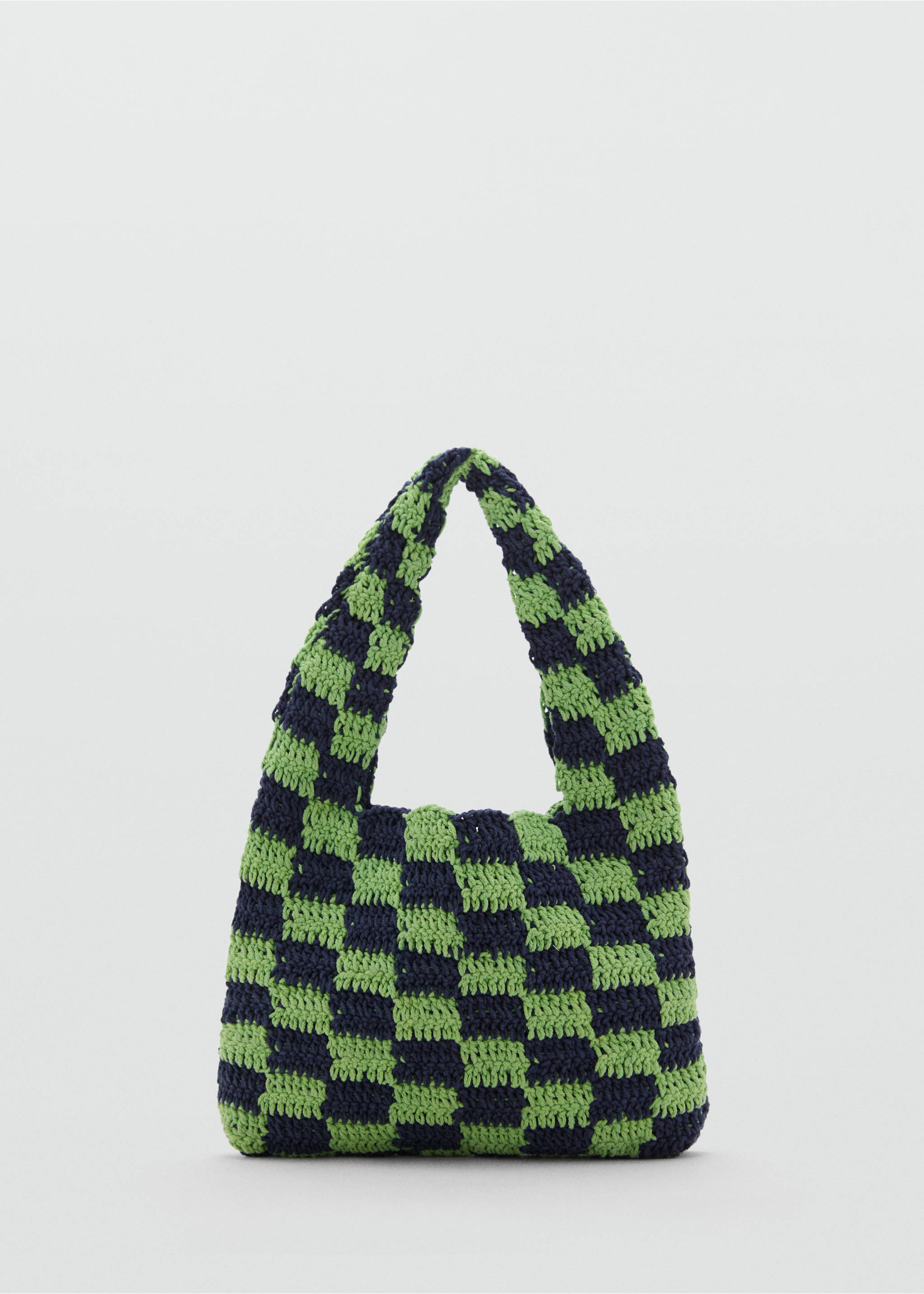 Häkeltasche mit Karo-Muster - Artikel ohne Model, Blau. Ref: 87006717-00.