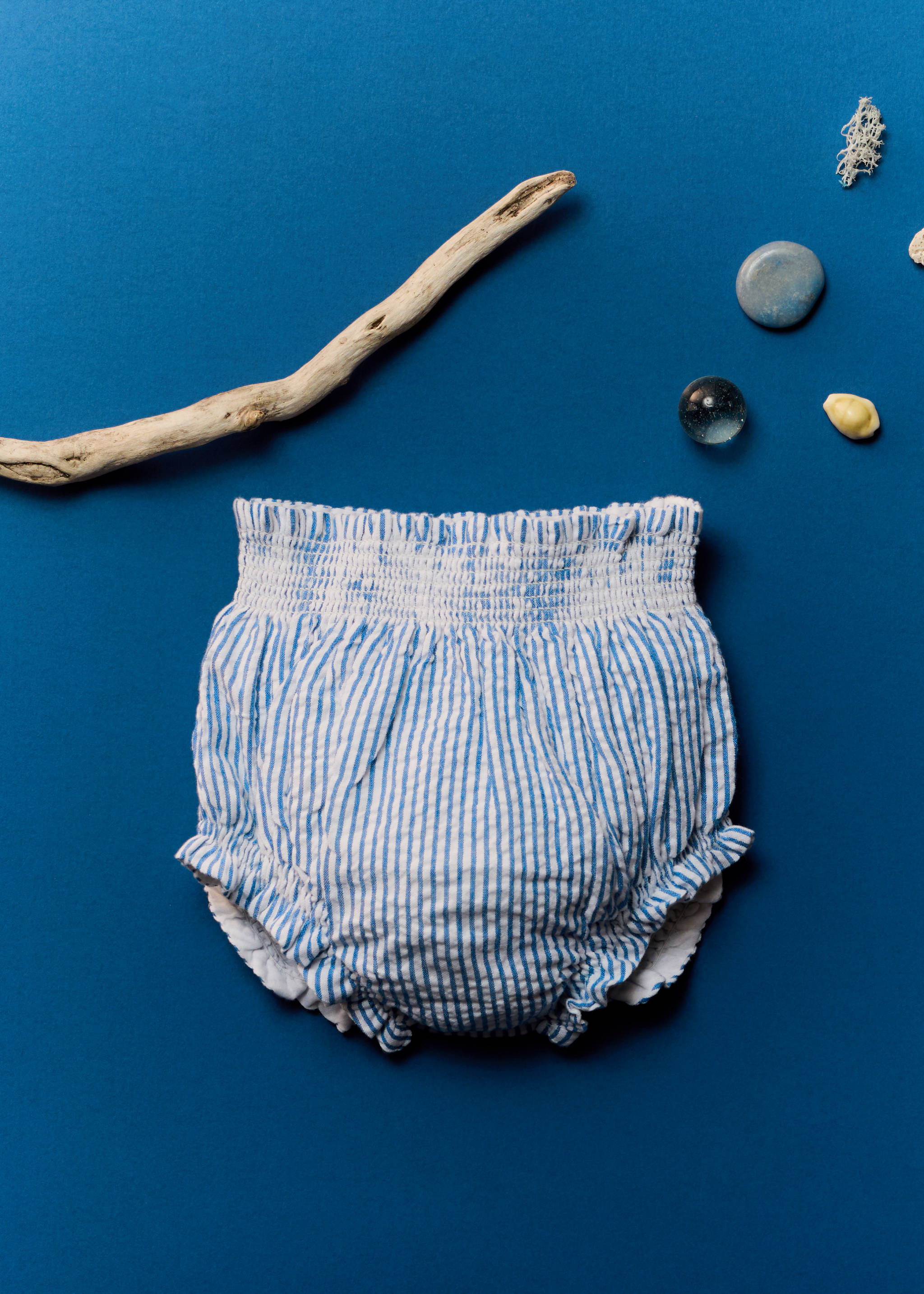 Striped cotton shorts - Details of the article 5, Blue. Ref: 87006718-00.