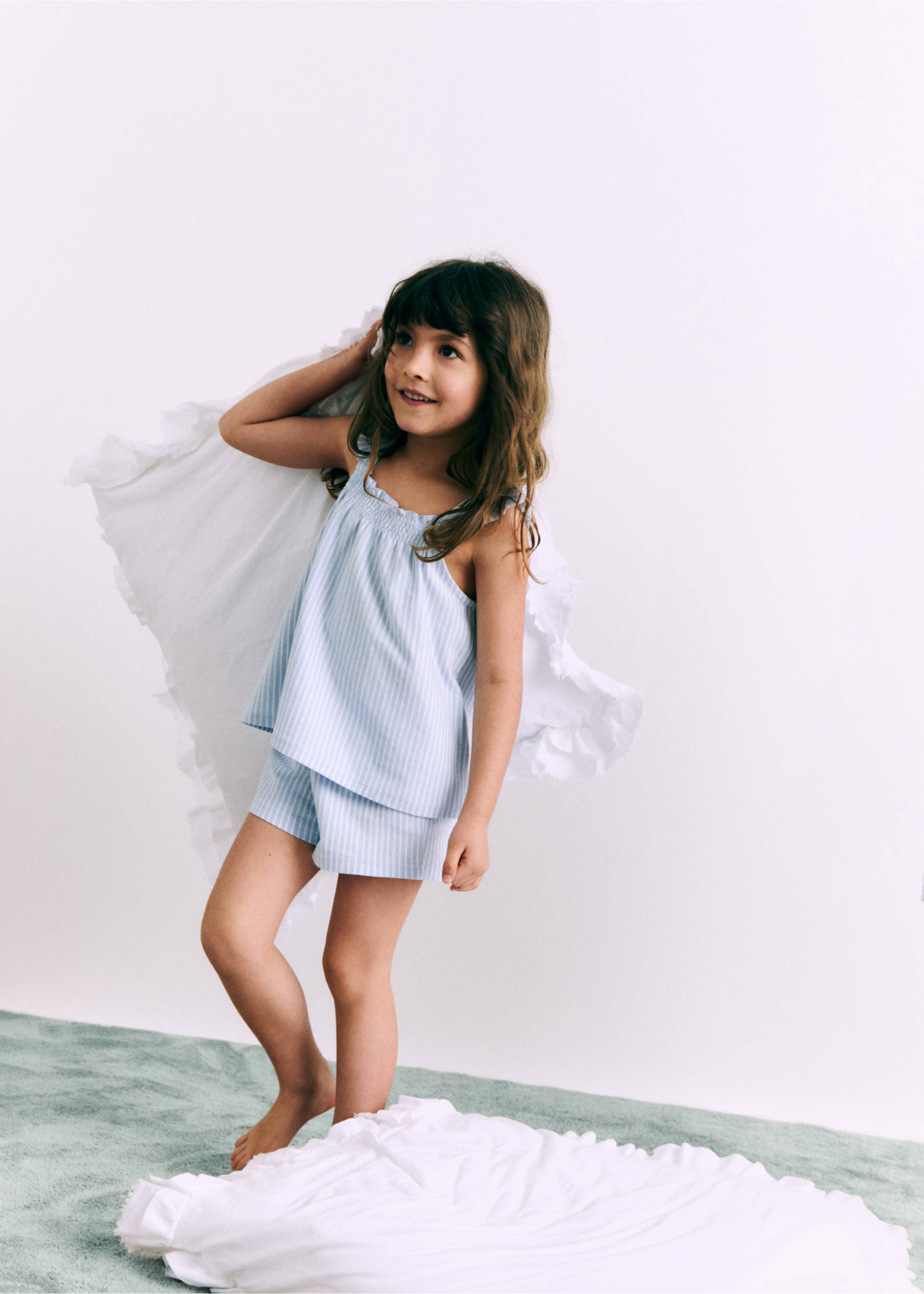 Striped cotton pyjama pack - Details of the article 6, Sky Blue. Ref: 87006723-00.