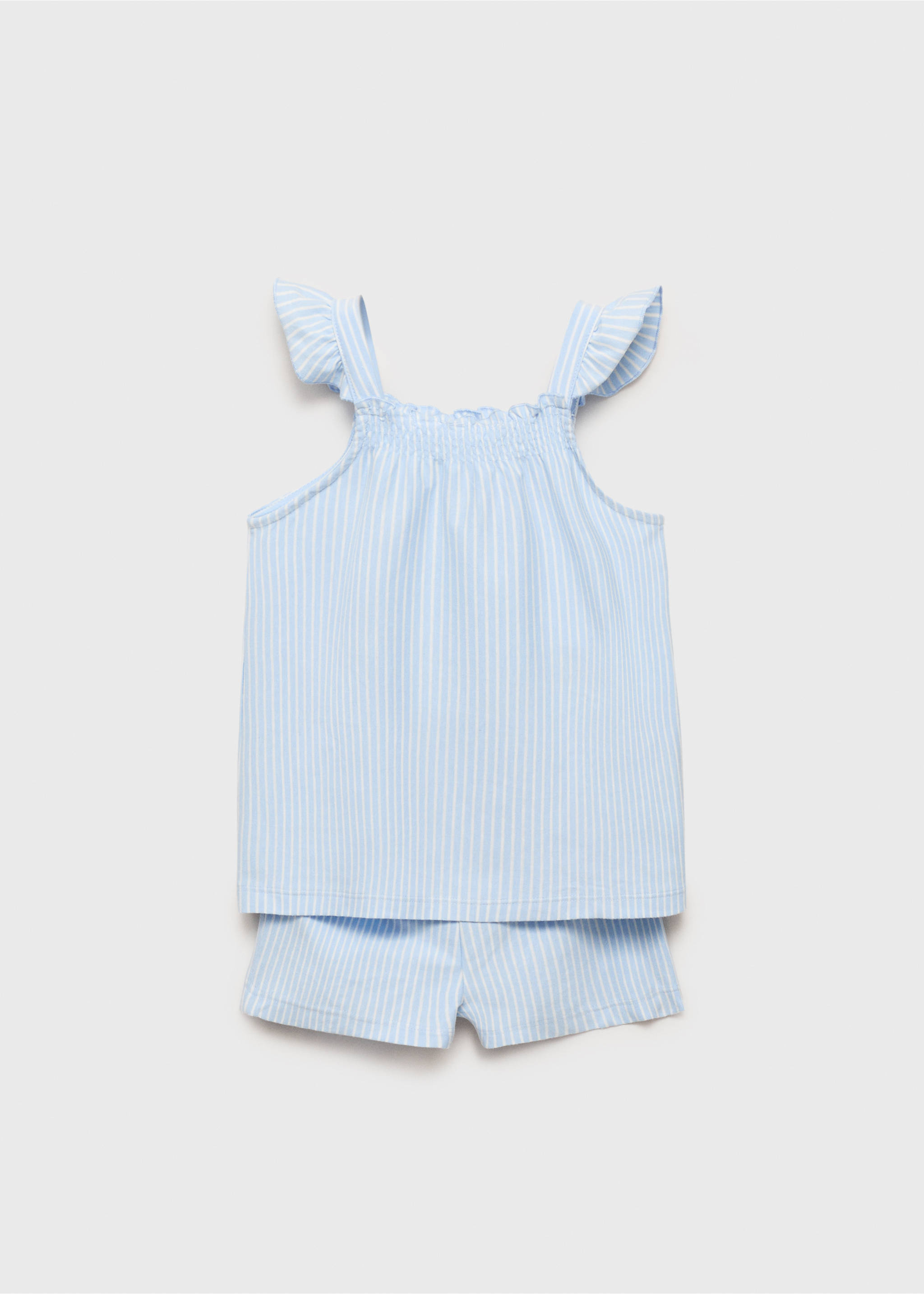 Striped cotton pyjama pack - Reverse of the article, Sky Blue. Ref: 87006723-00.