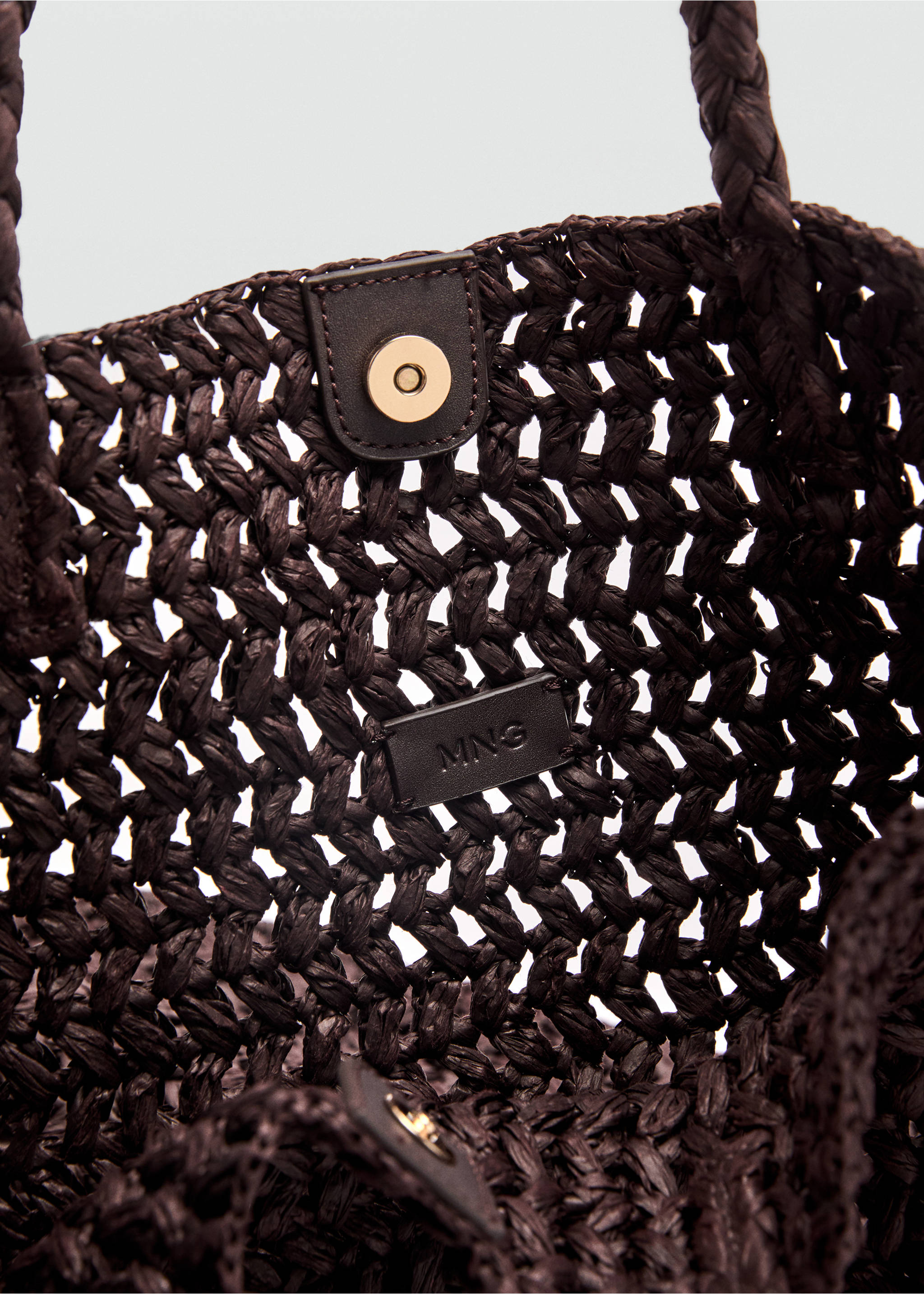 Natural fibre maxi bag - Details of the article 1, Chocolate. Ref: 87007165-00.