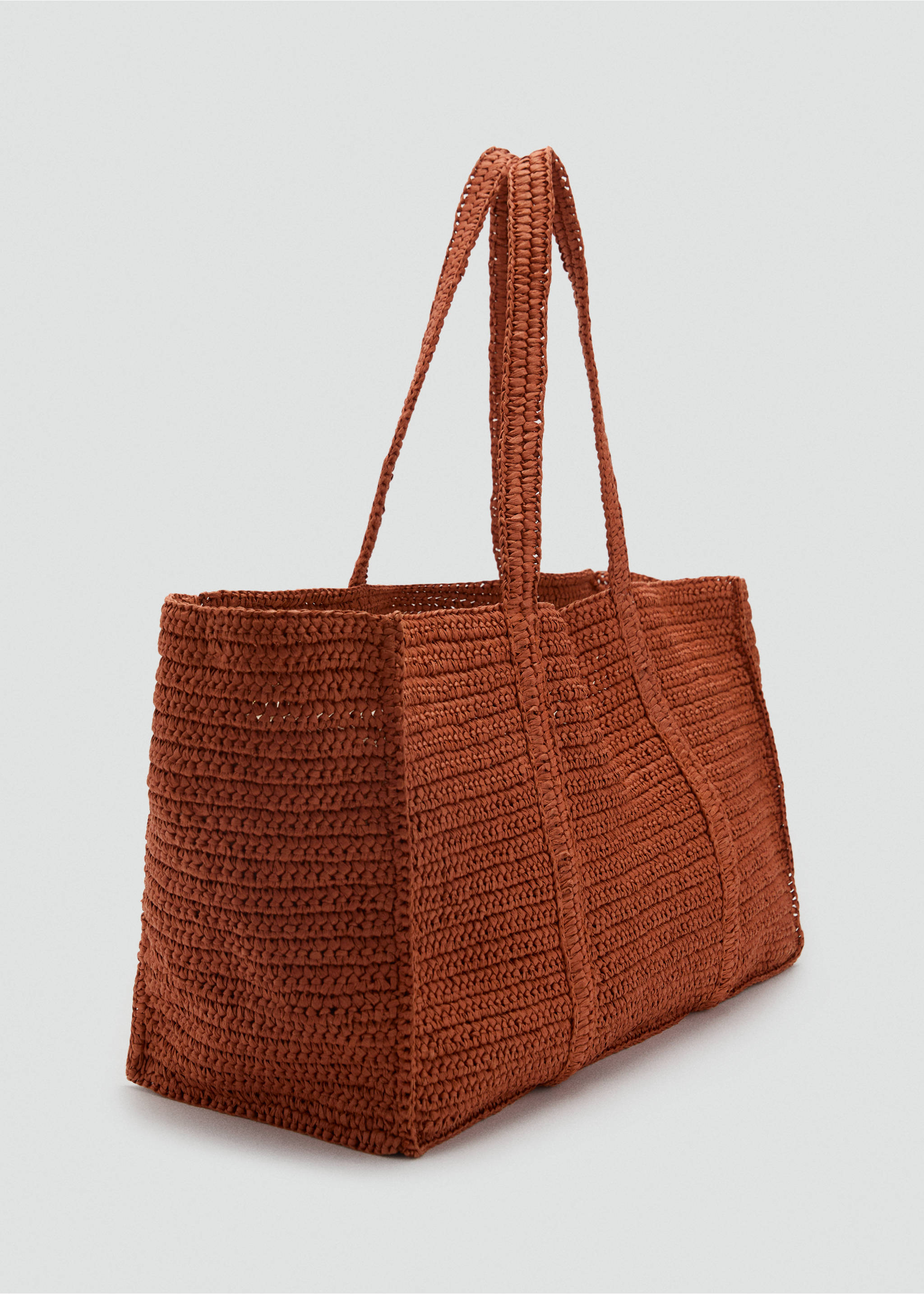 Natural fibre double-handle shopping bag - Medium plane, Burnt Orange. Ref: 87007166-00.