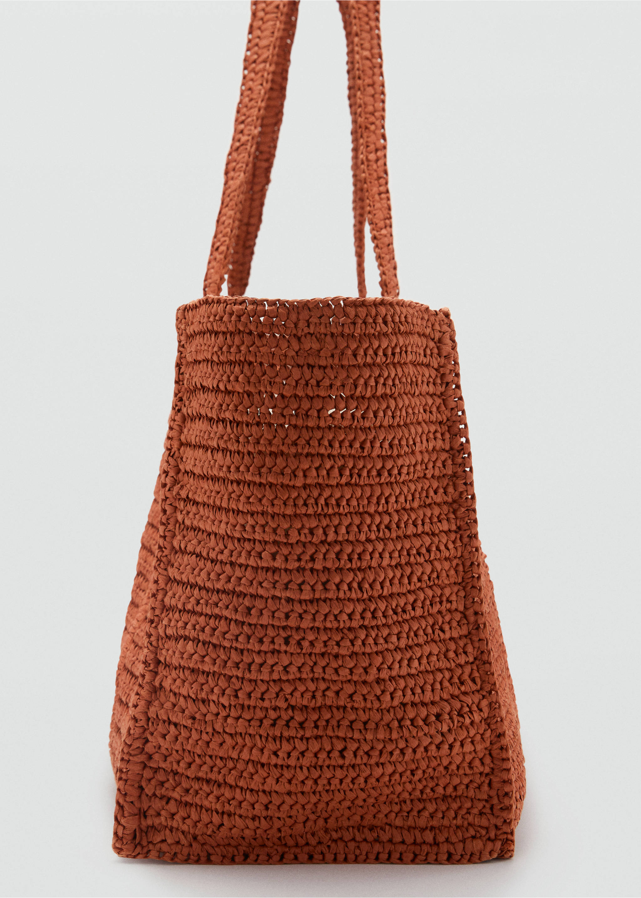 Natural fibre double-handle shopping bag - Details of the article 1, Burnt Orange. Ref: 87007166-00.