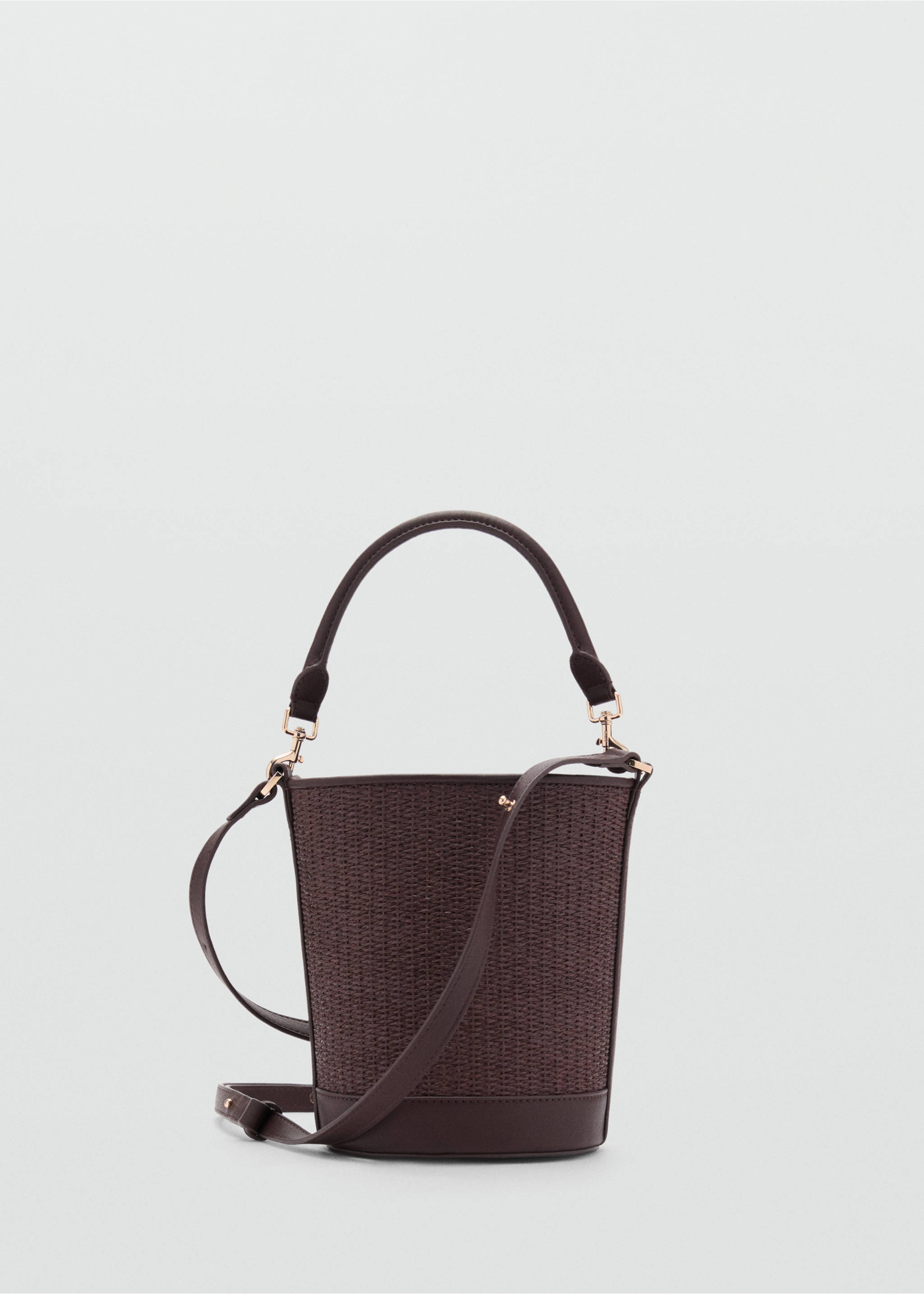 Small raffia bucket bag - Article without model, Chocolate. Ref: 87007167-00.