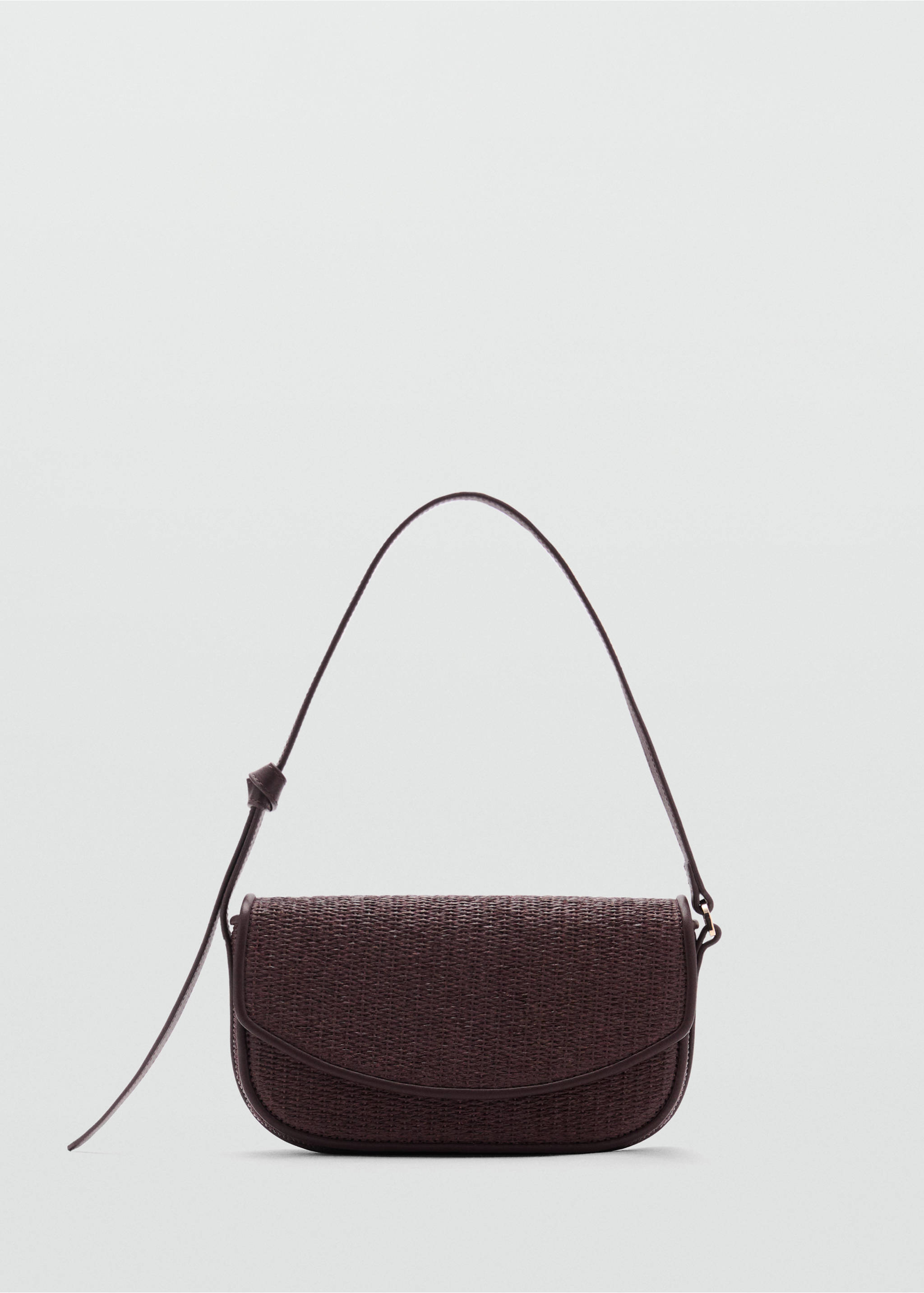Raffia shoulder bag with flap - Article without model, Chocolate. Ref: 87007168-00.