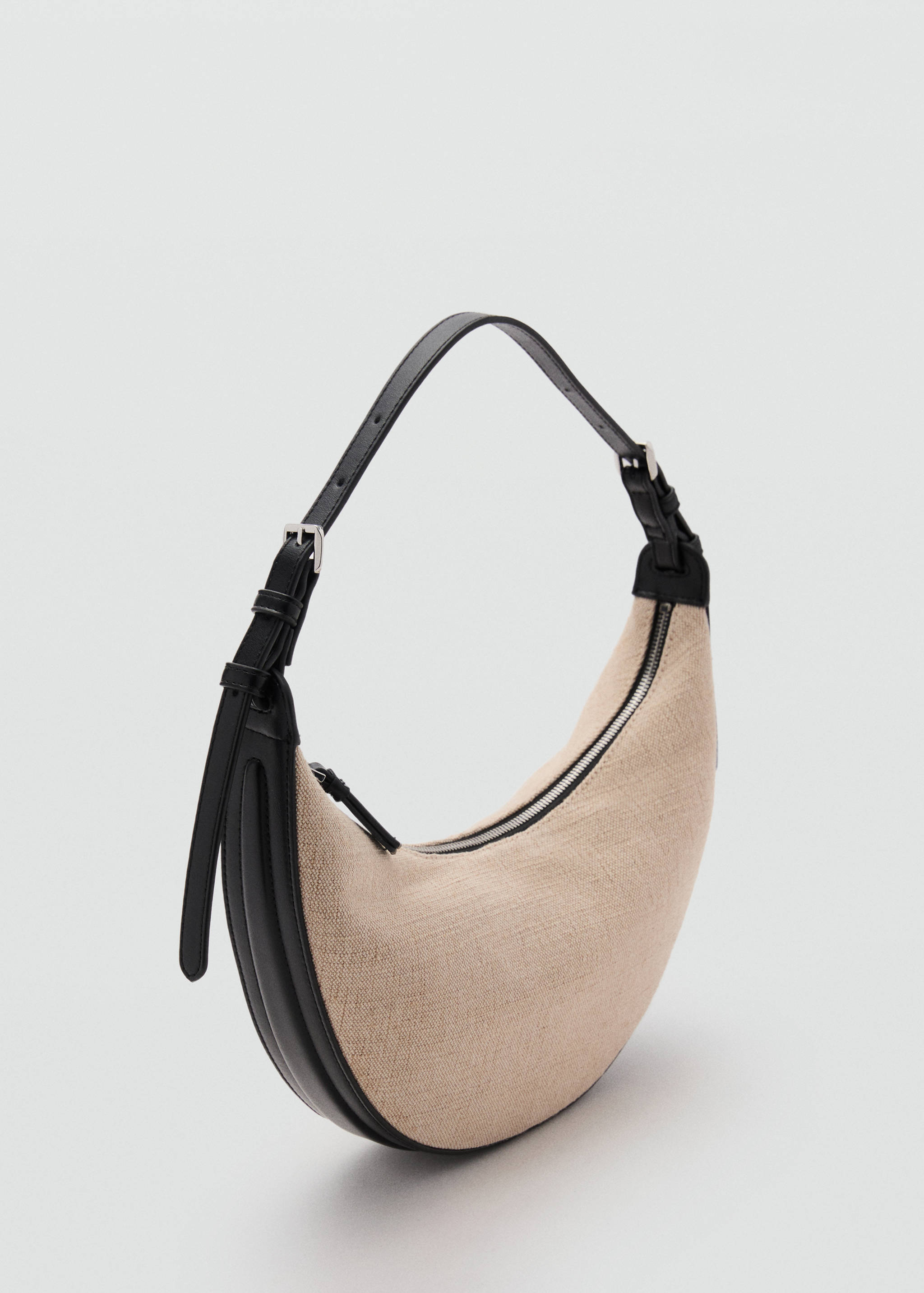 Mini oval linen-blend shoulder bag - Medium plane