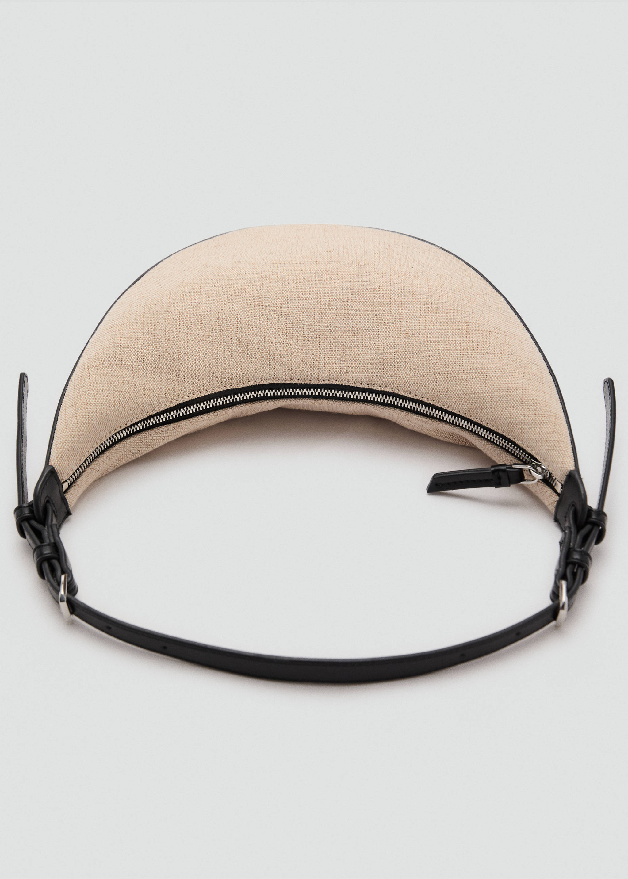 Mini oval linen-blend shoulder bag - Details of the article 3, Black. Ref: 87007169-00.