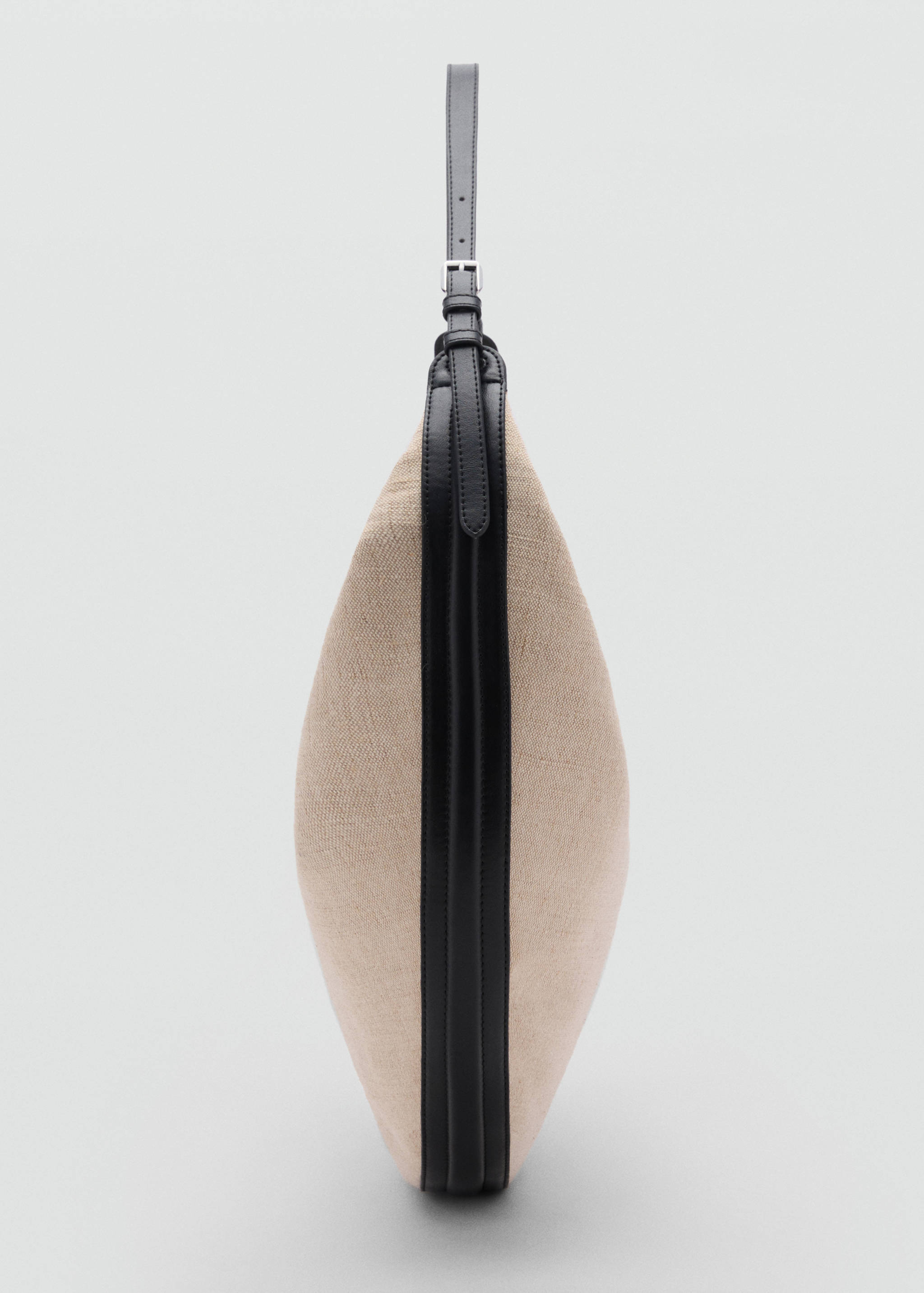 Ovalförmige Schultertasche aus Leinengemisch - Detail des Artikels 1