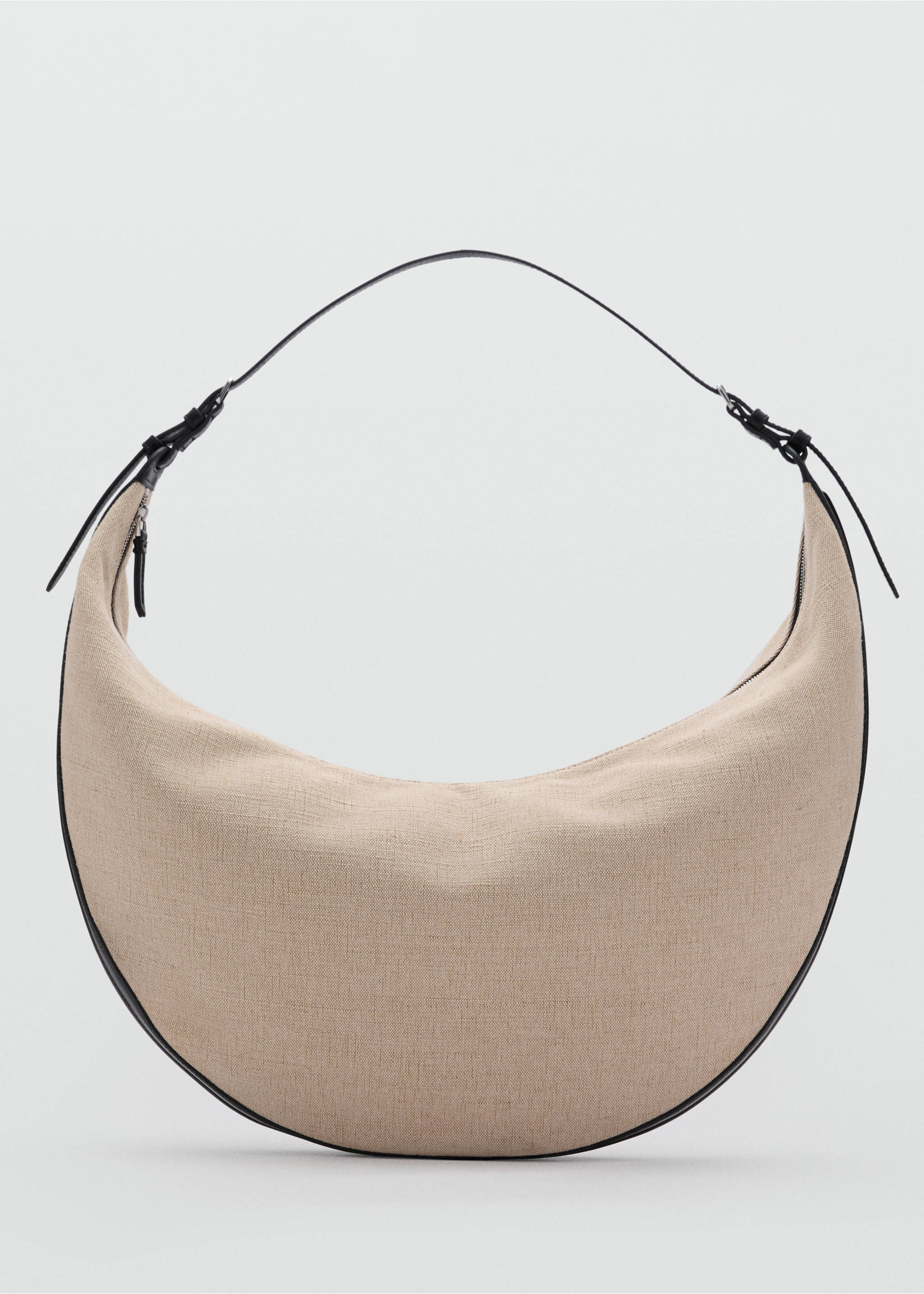 Ovalförmige Schultertasche aus Leinengemisch - Artikel ohne Model, Schwarz. Ref: 87007170-00.