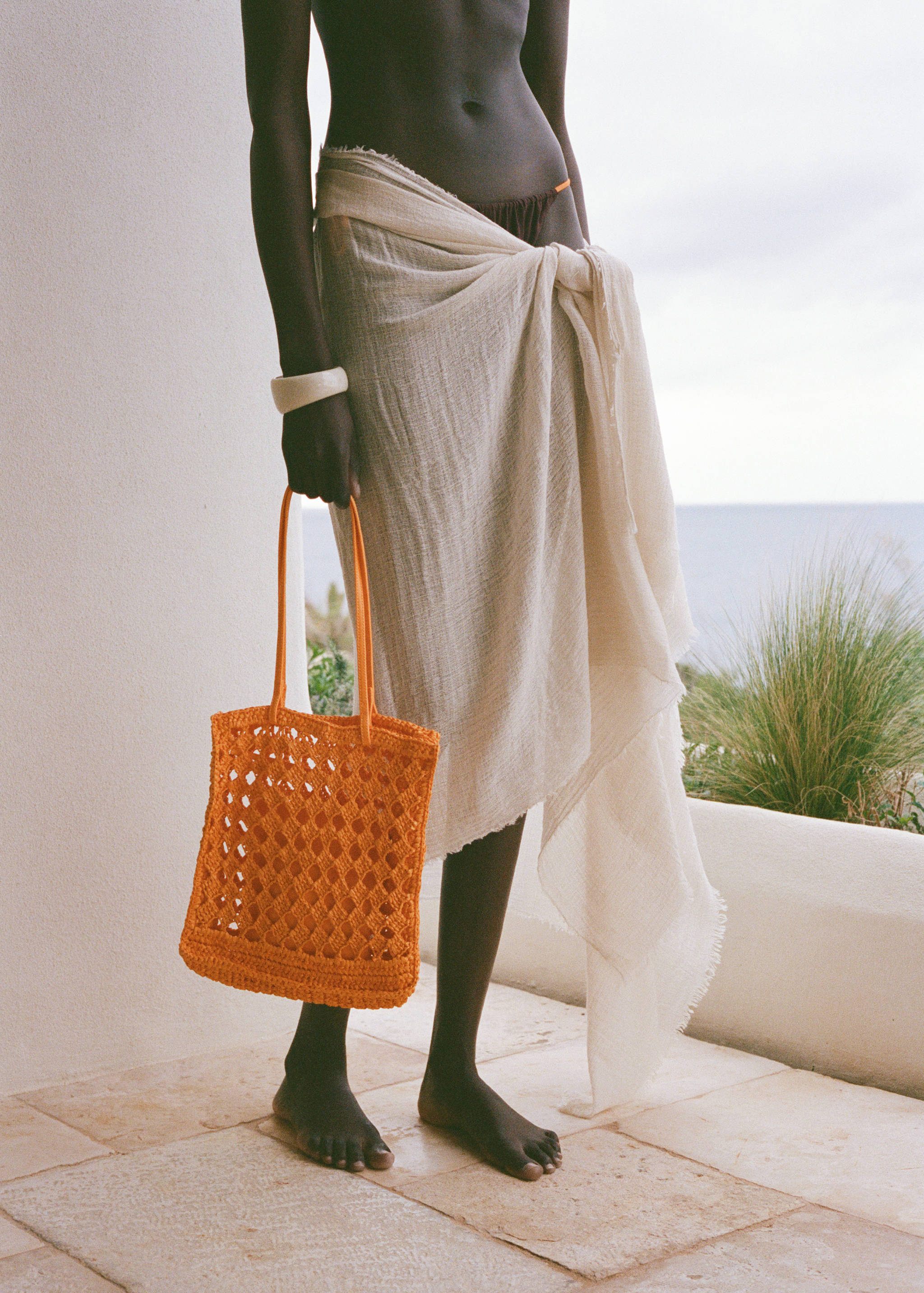 Natural fibre openwork shopper bag - General plane