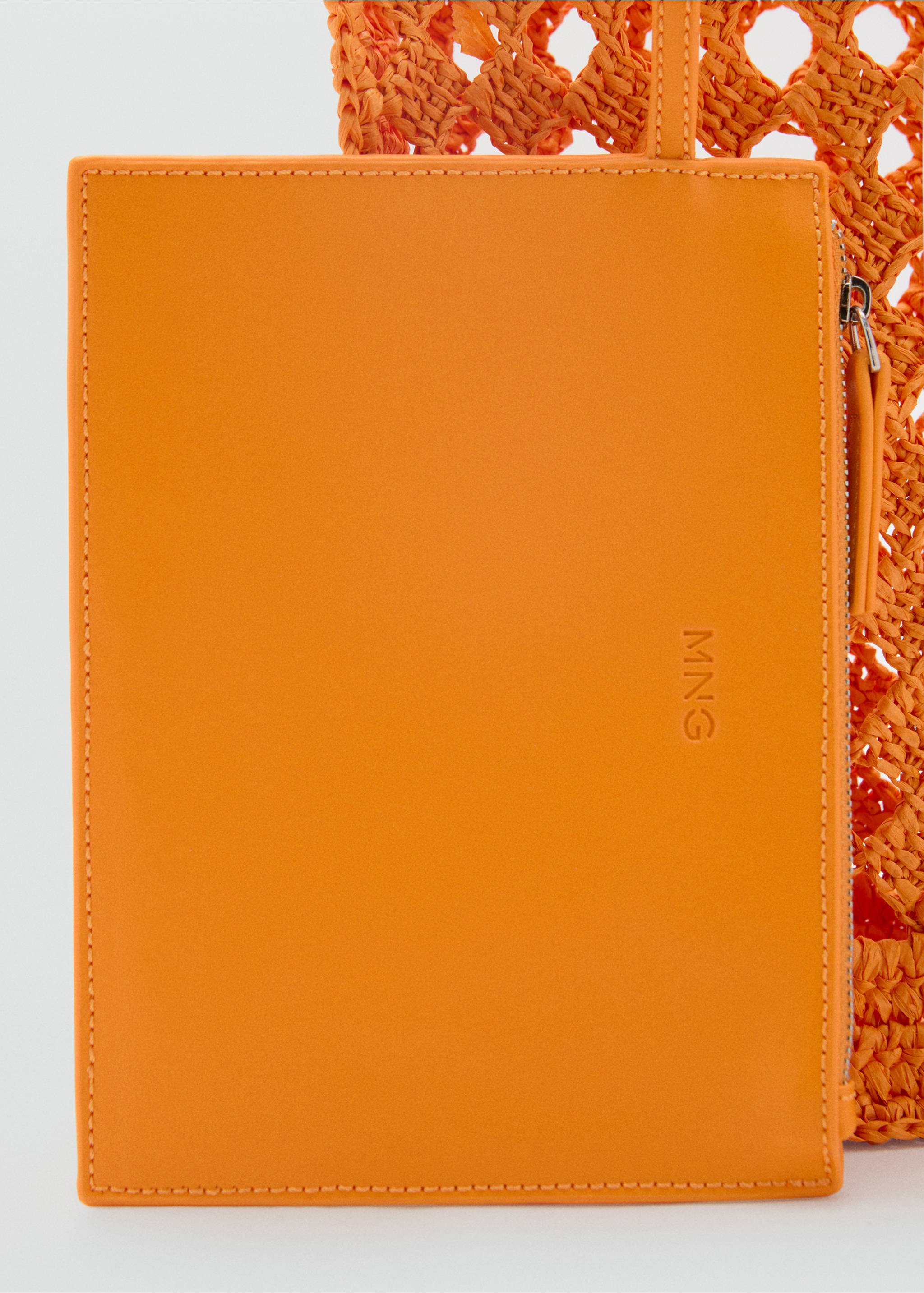 Sac cabas fibre naturelle ajouré - Détail de l'article 1, Orange. Ref: 87007171-00.