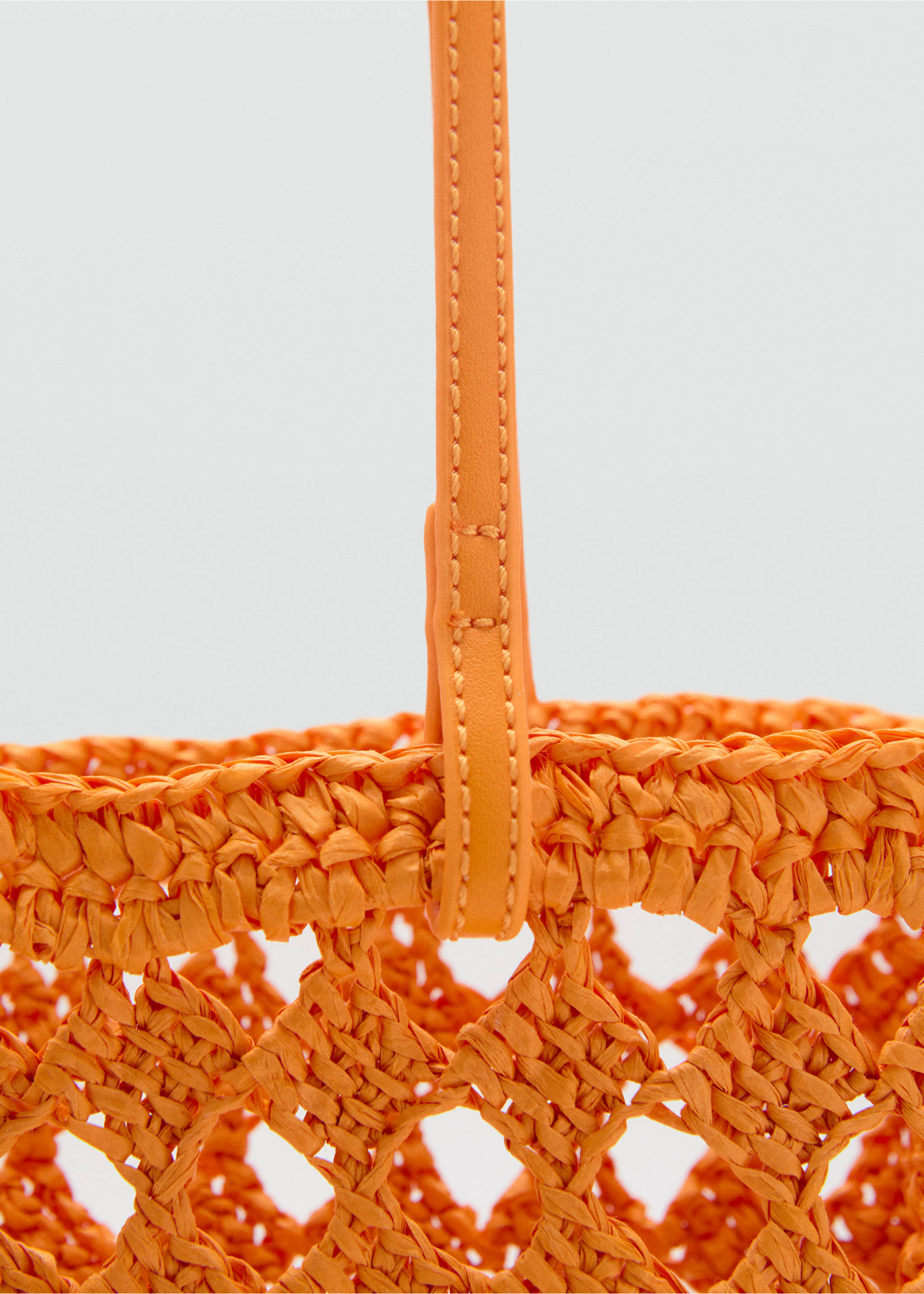 Sac cabas fibre naturelle ajouré - Détail de l'article 2, Orange. Ref: 87007171-00.