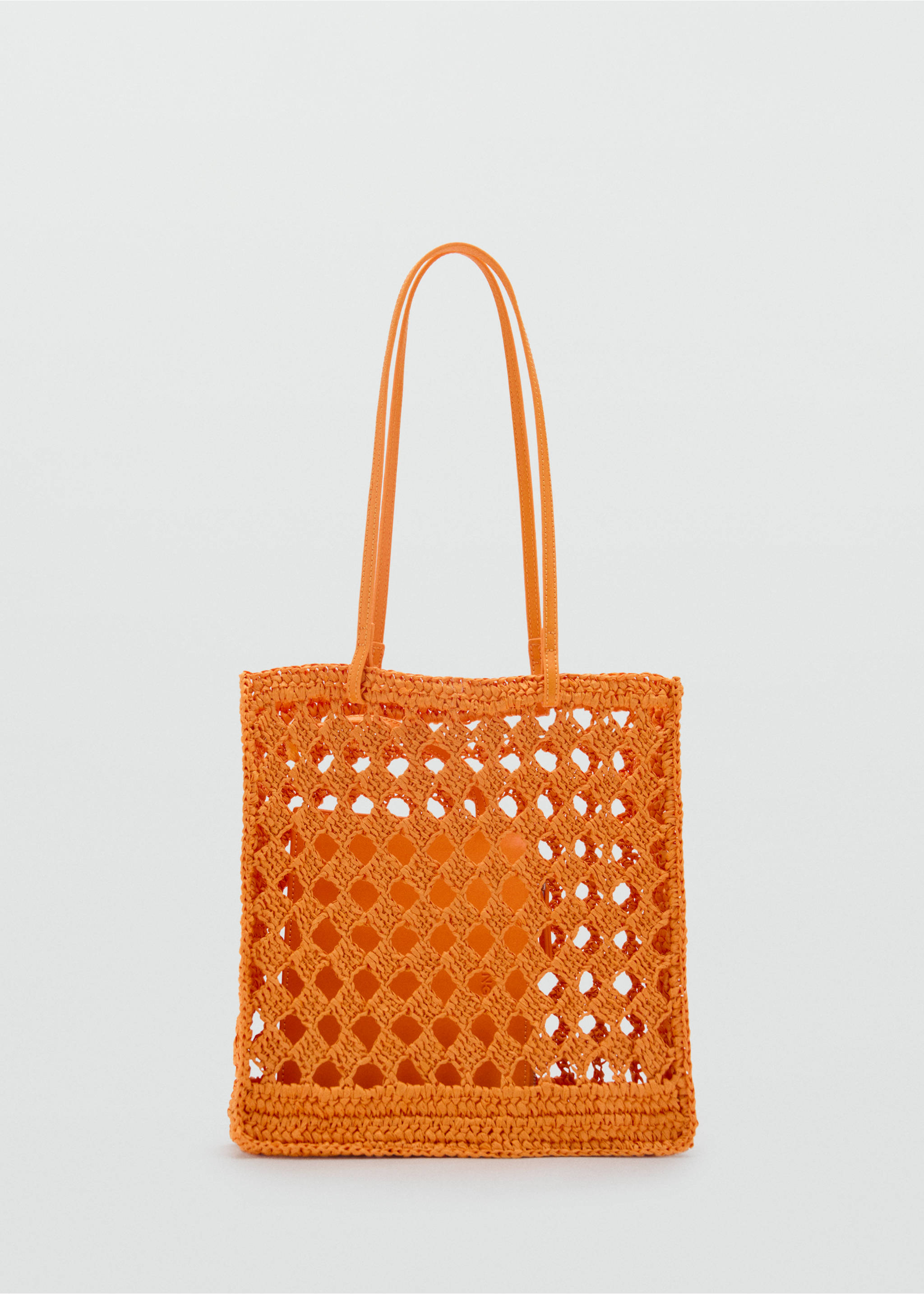 Bolso shopper fibra natural calado - Artículo sin modelo, Naranja. Ref: 87007171-00.