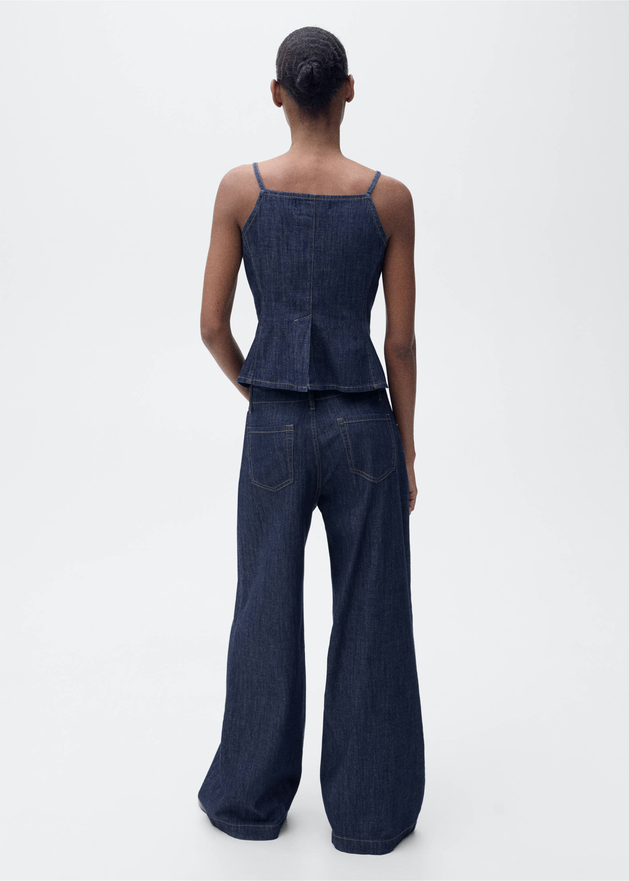 Wide leg mid-rise jeans - Reverse of the article, Open Blue. Ref: 87007182-00.