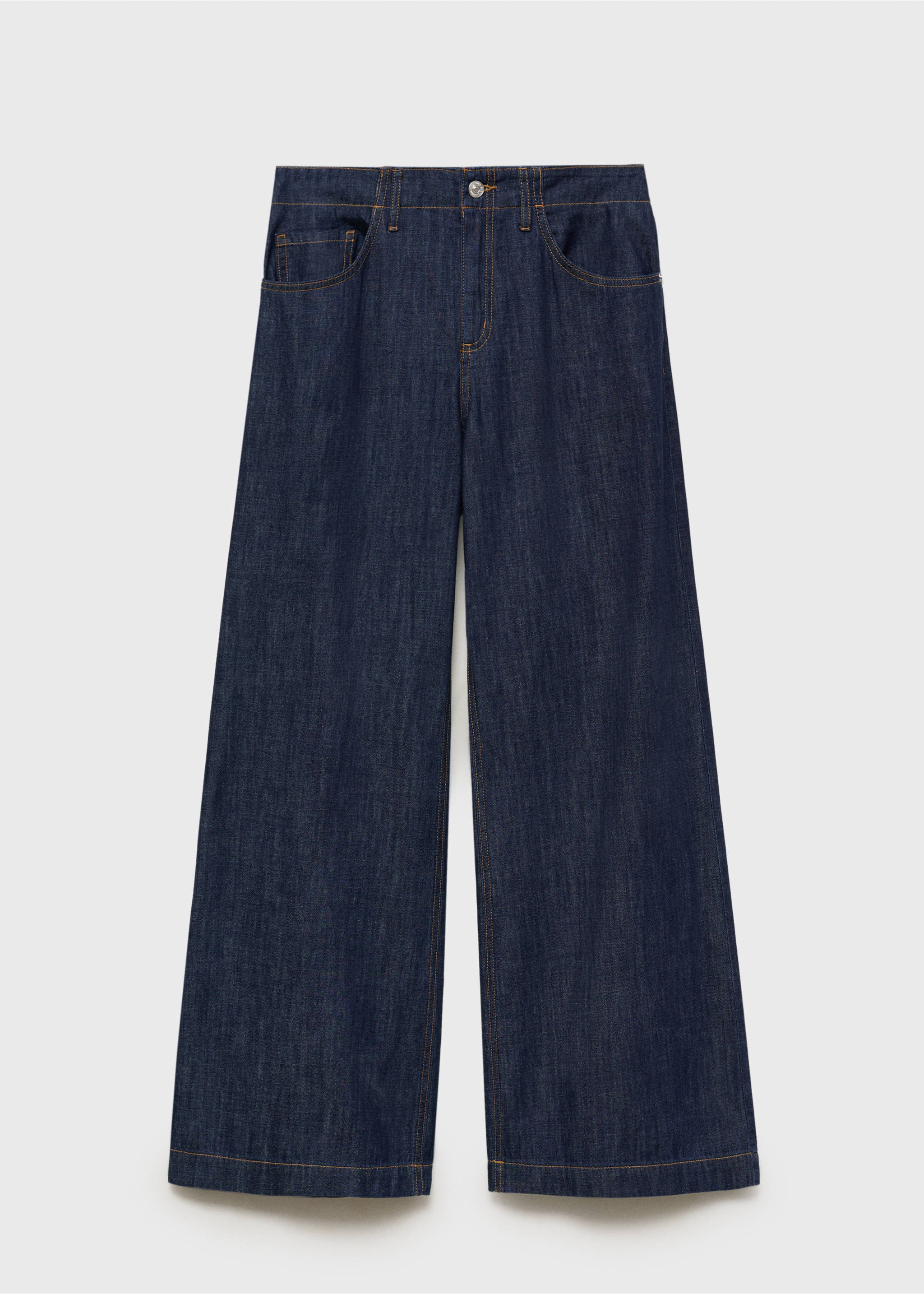 Wide leg mid-rise jeans - Article without model, Open Blue. Ref: 87007182-00.