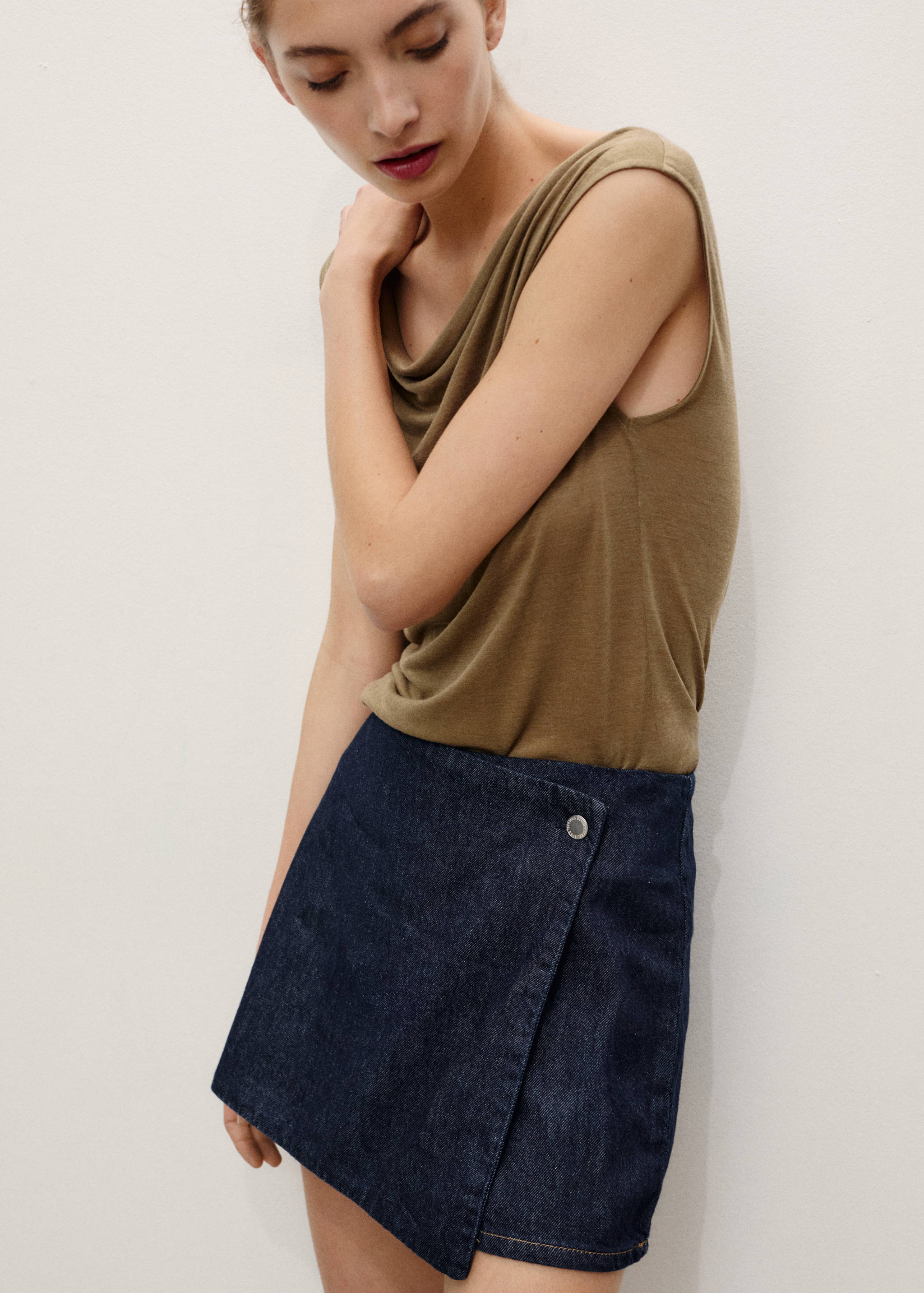 Falda pantalón denim cruzada - Detalle del artículo 1