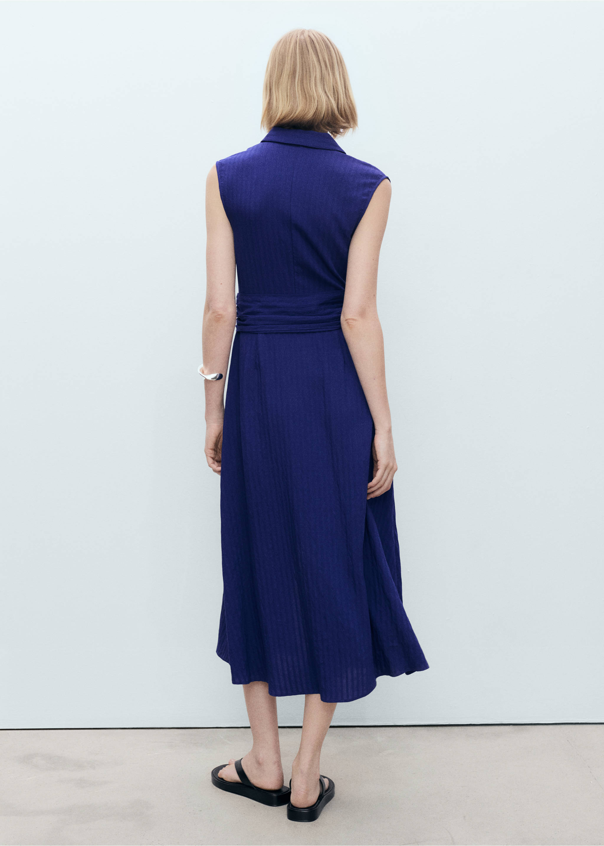 Bow shirt dress - Reverse of the article, Blue. Ref: 87007188-00.