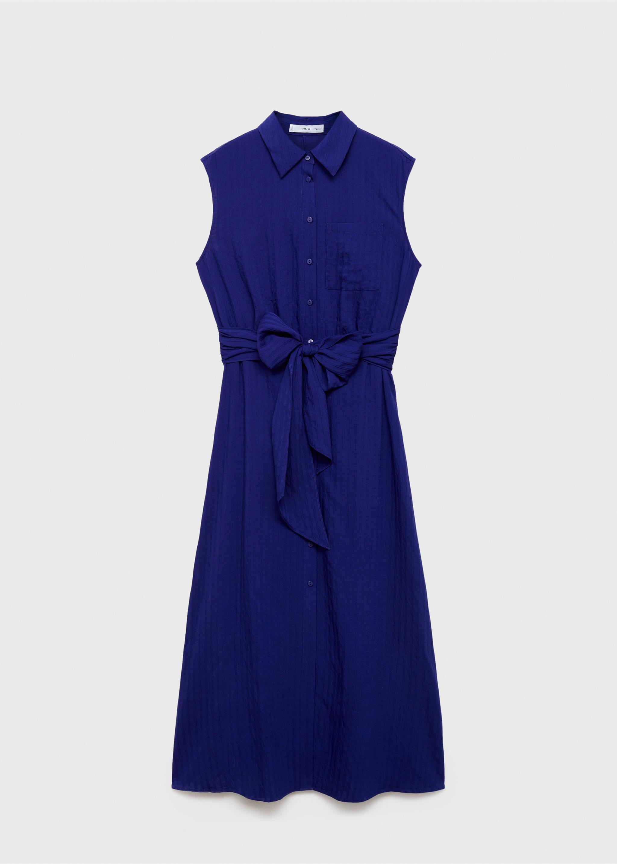 Bow shirt dress - Article without model, Blue. Ref: 87007188-00.