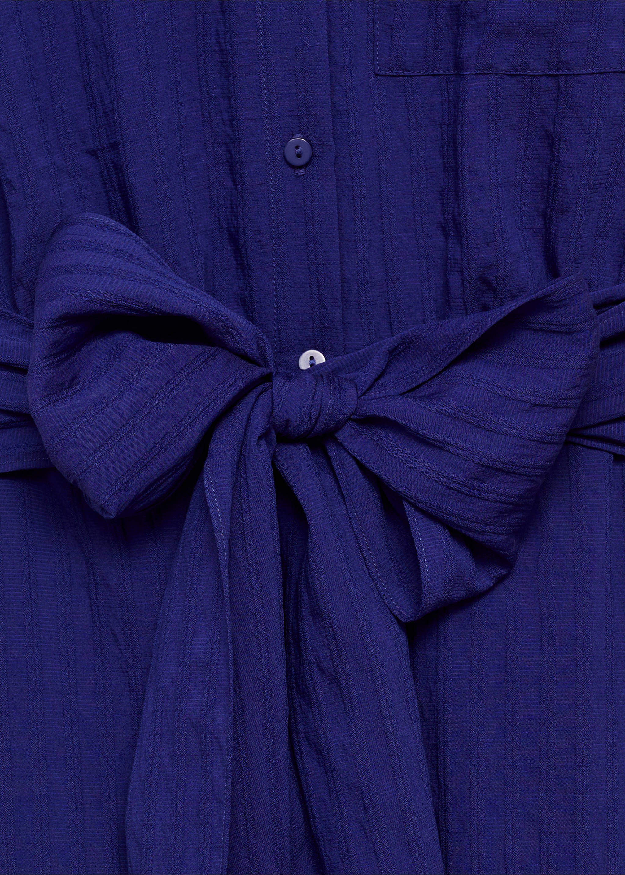 Bow shirt dress - Details of the article 8, Blue. Ref: 87007188-00.