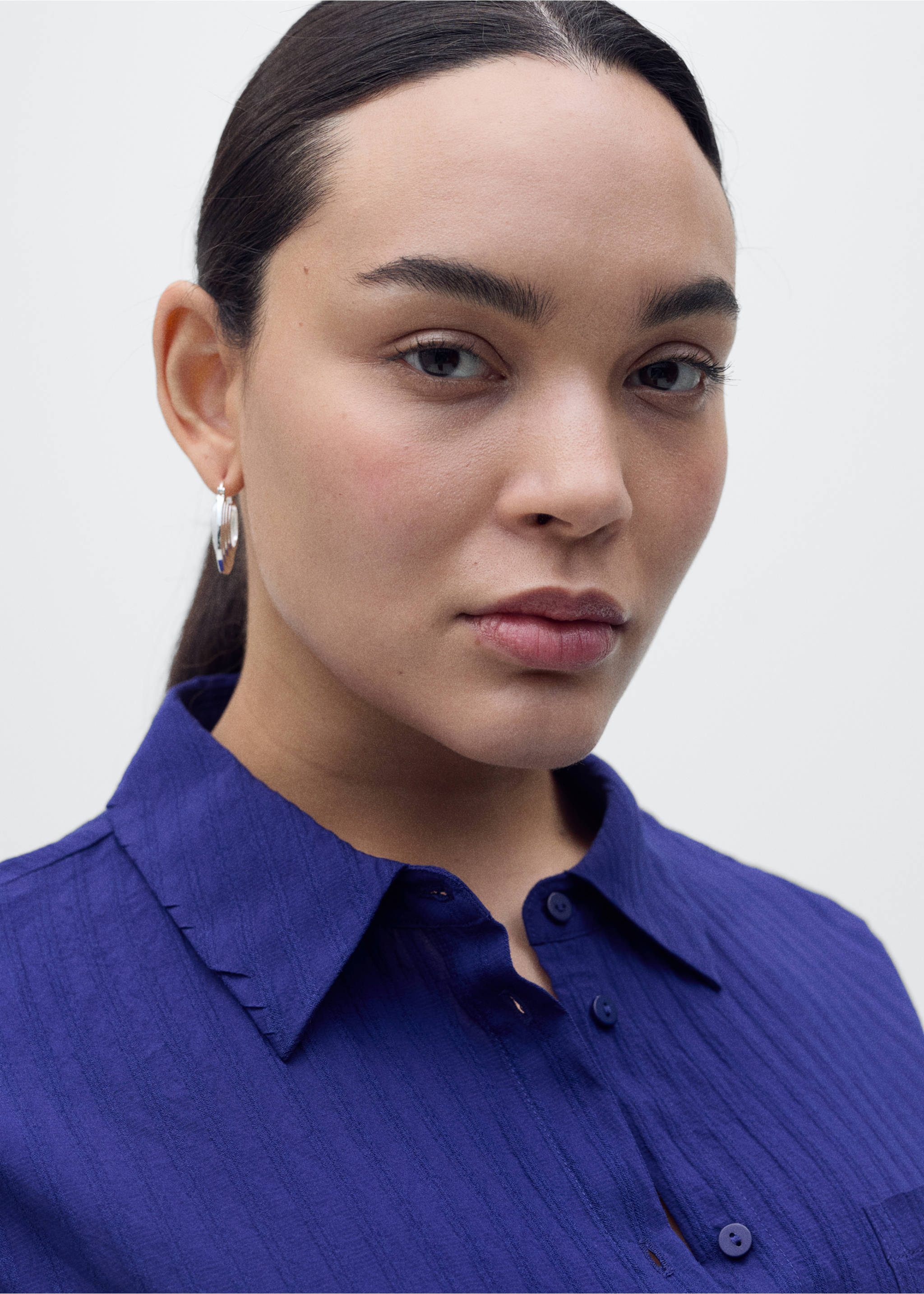 Bow shirt dress - Details of the article 4, Blue. Ref: 87007188-00.