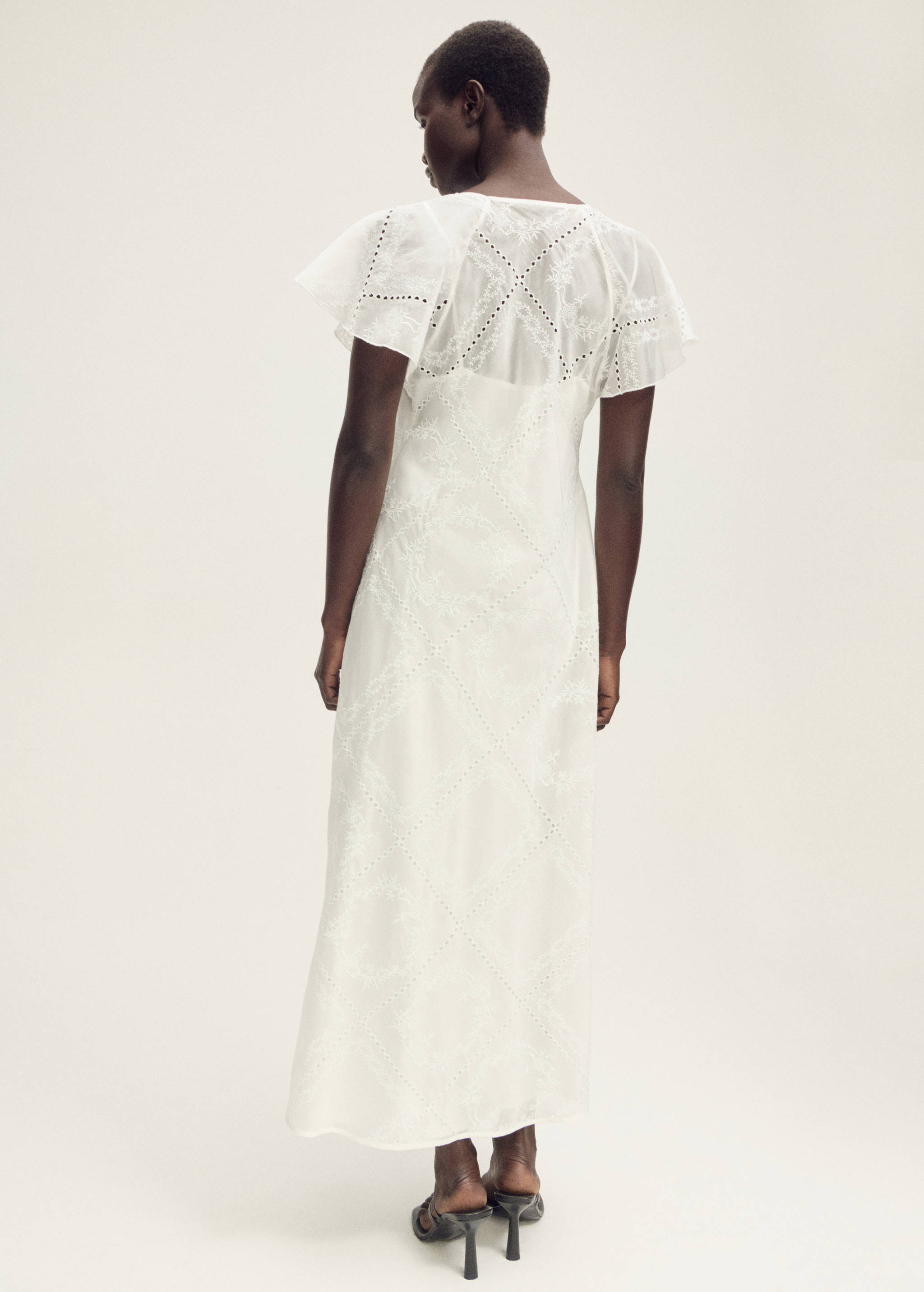 Embroidered dress with openwork details - Reverse of the article