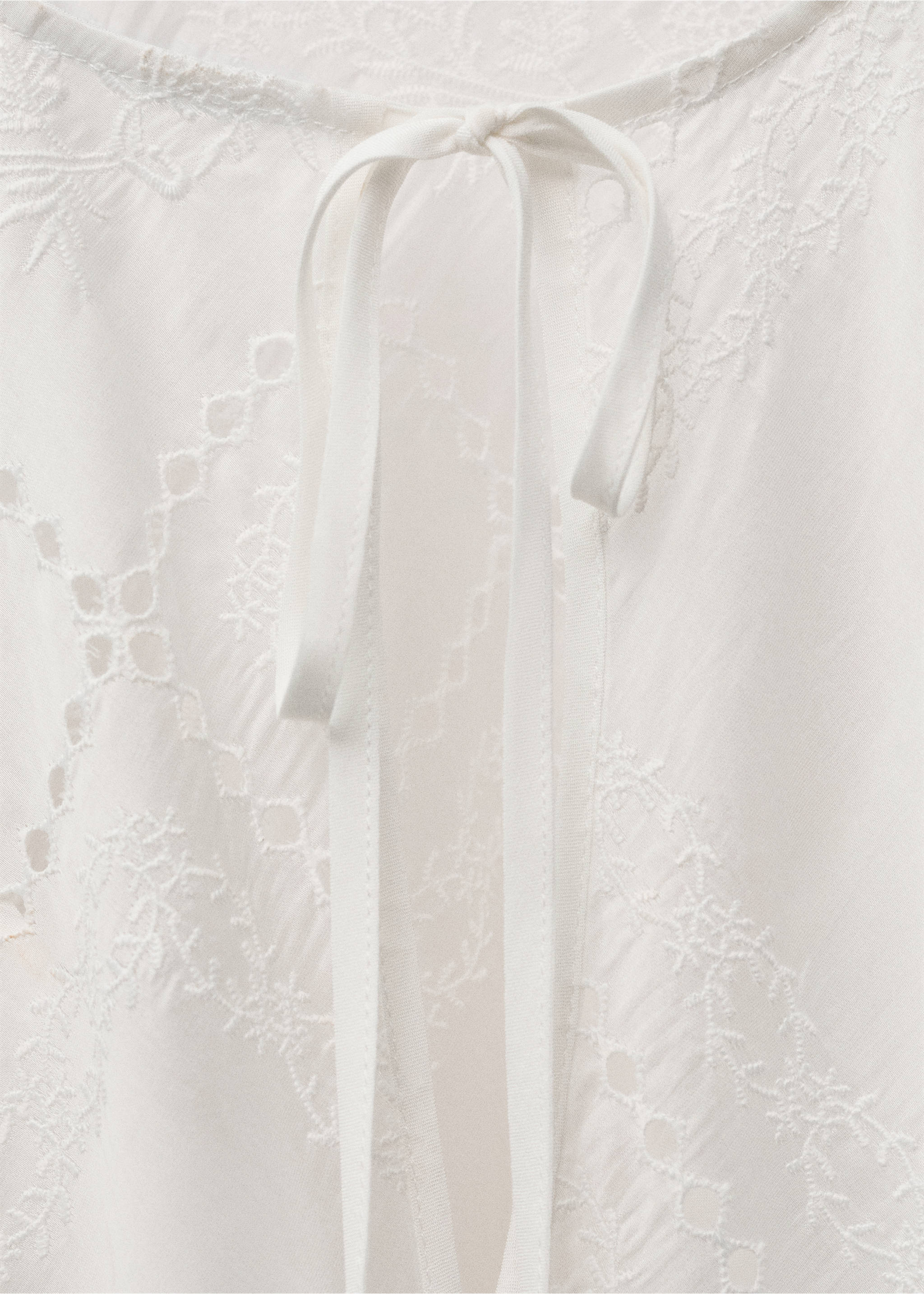 Embroidered dress with openwork details - Details of the article 0, White. Ref: 87007189-00.