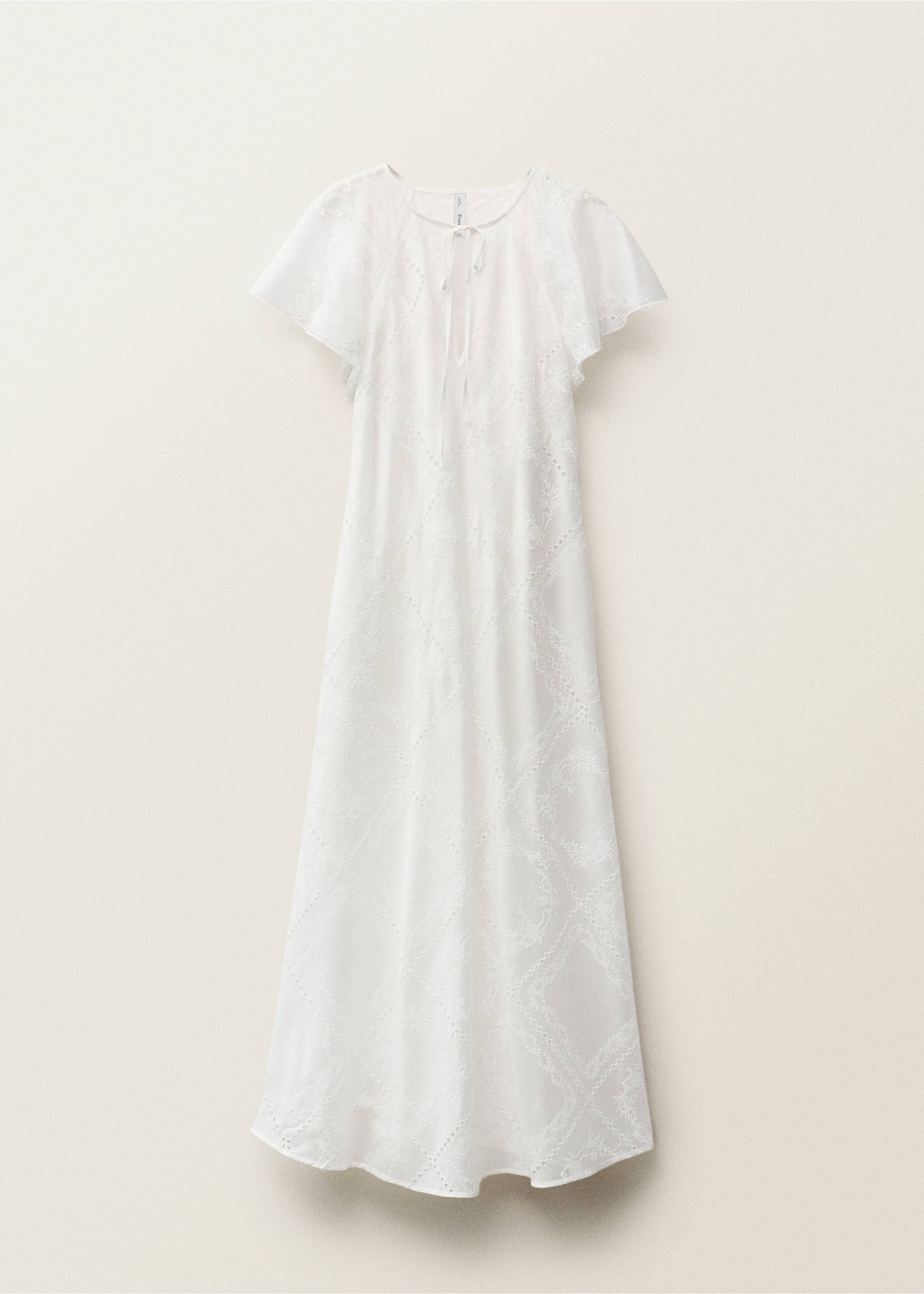 Robe brodée détails ajourés - Article sans modèle, Blanc. Ref: 87007189-00.