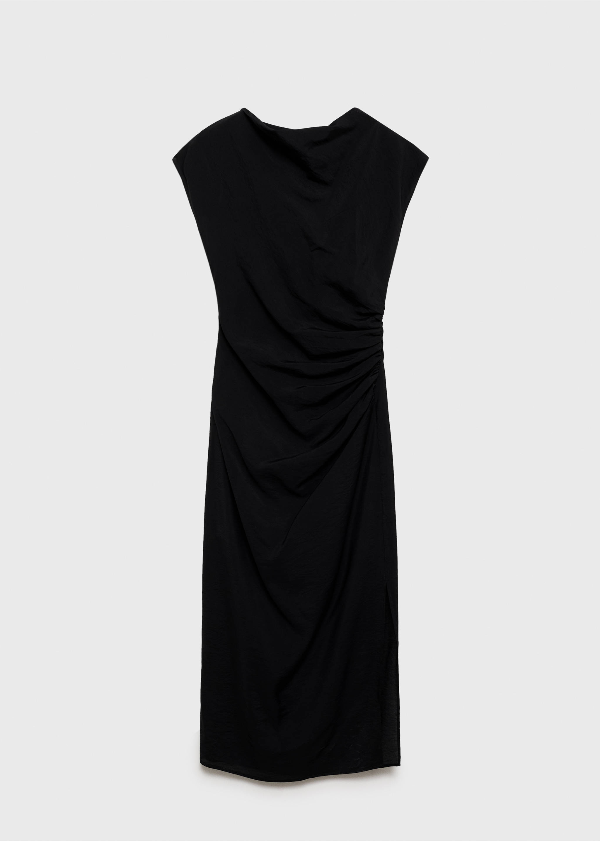 Draped straight dress - Article without model, Black. Ref: 87007190-00.