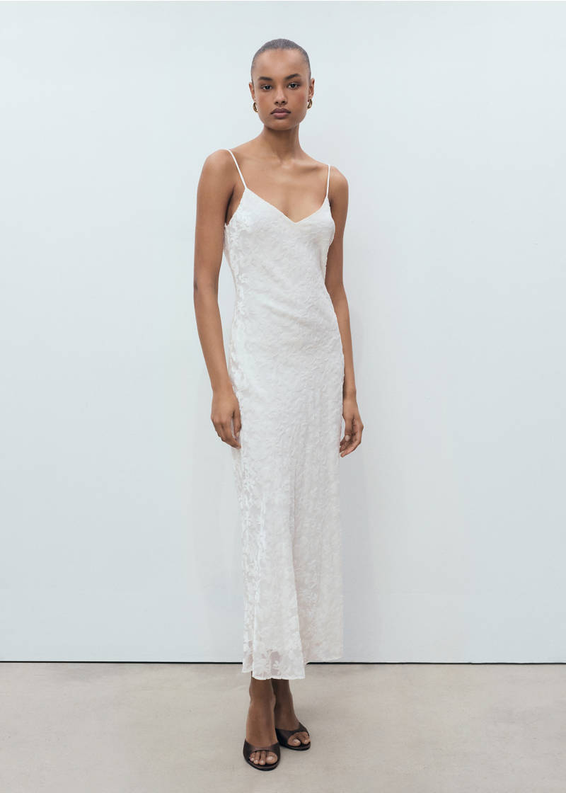 Devoré floral dress - Off White