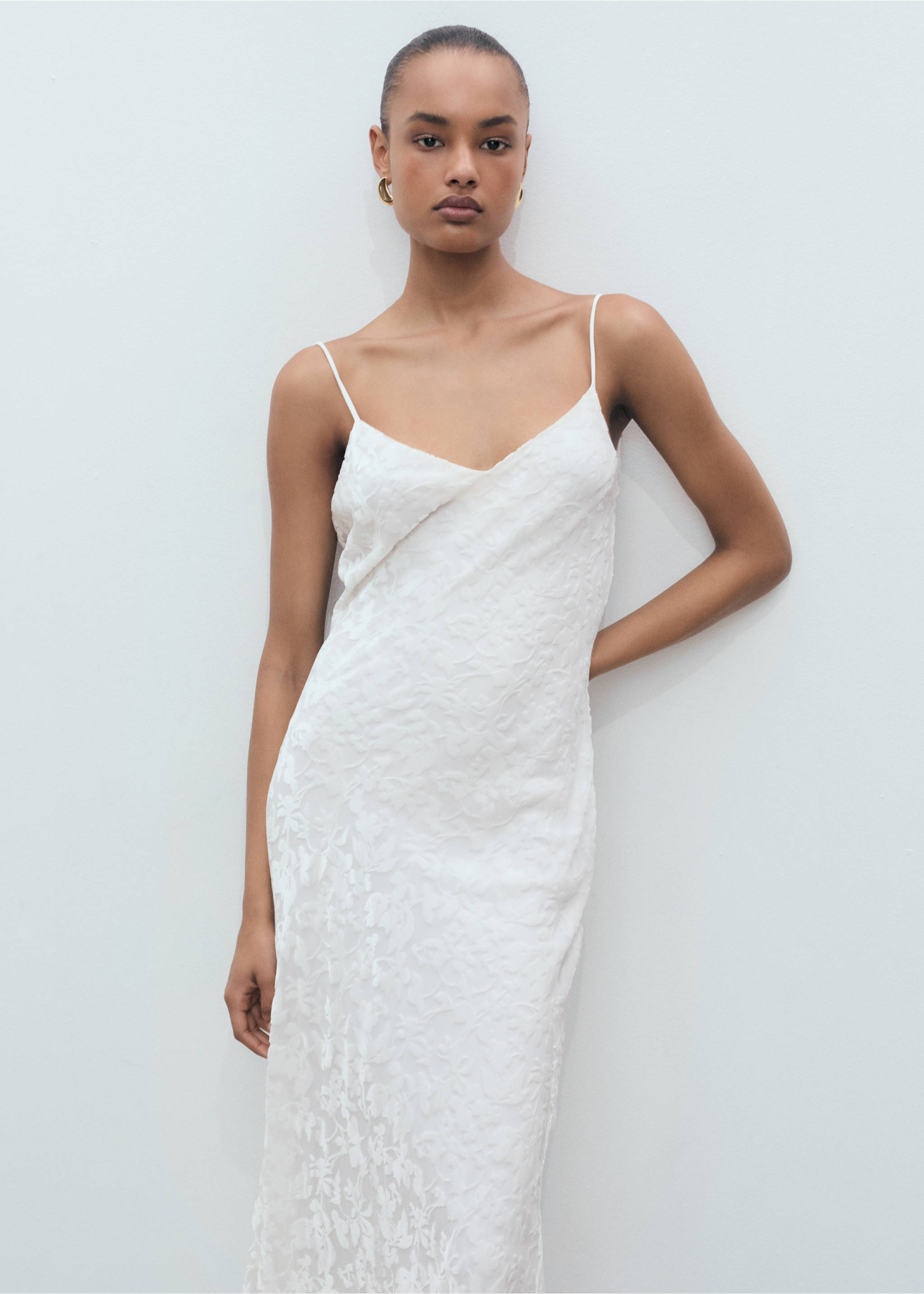 Devoré floral dress - Medium plane, Off White. Ref: 87007191-00.