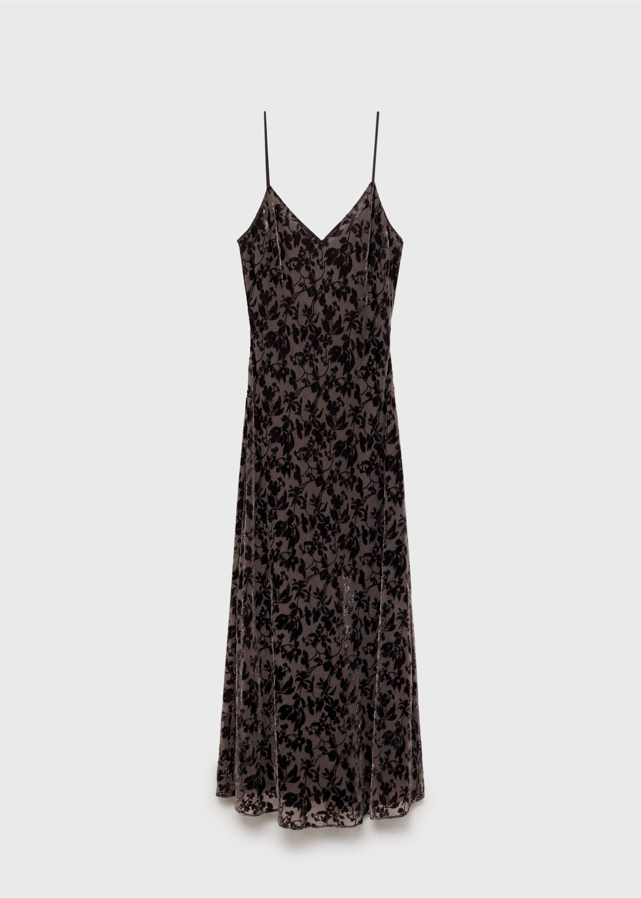 Sukienka z kwiatowego materiału devoré - Artykuł bez modela/modelki, Czekoladowy. Ref: 87007191-00.