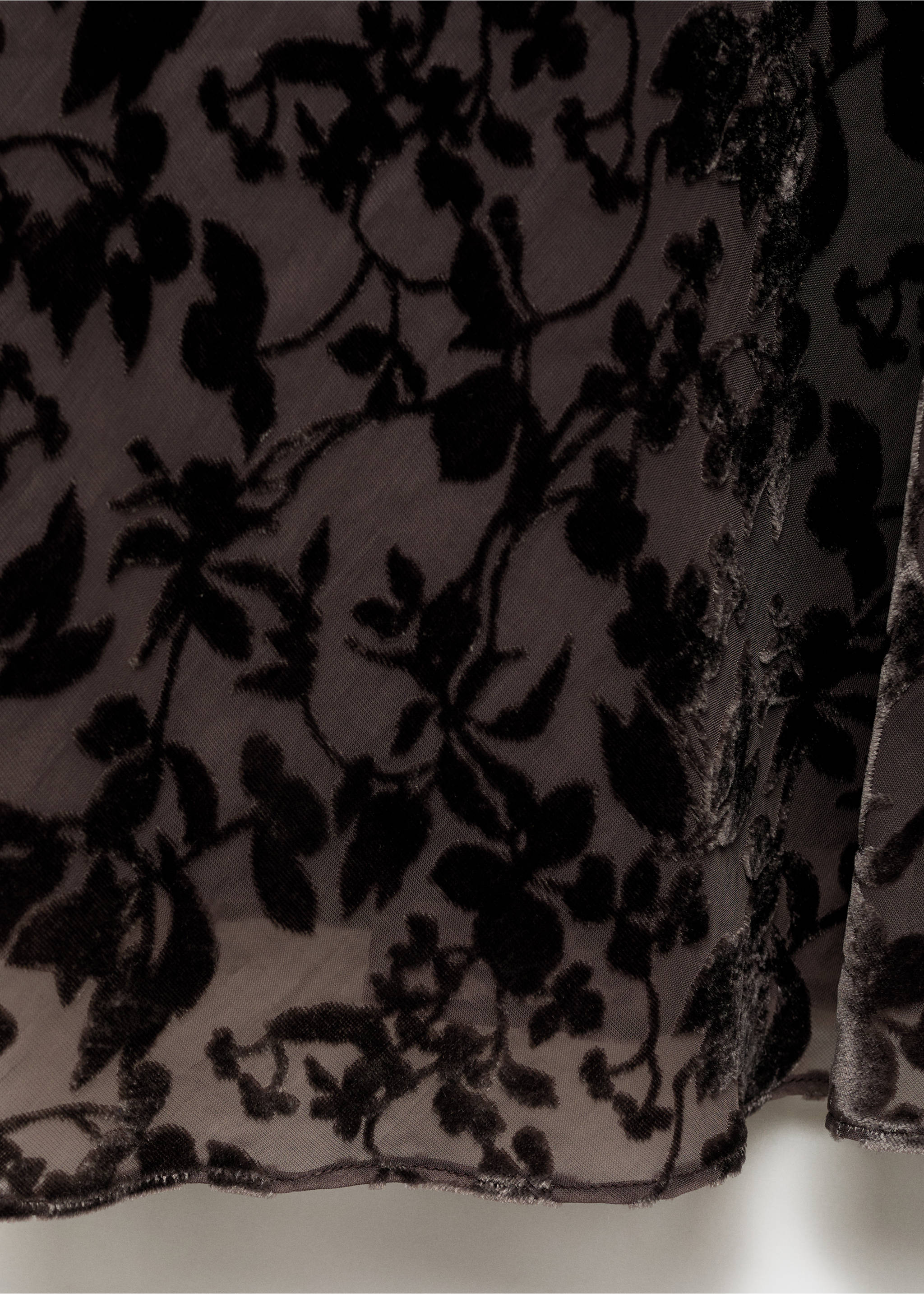 Sukienka z kwiatowego materiału devoré - Szczegóły artykułu 0, Czekoladowy. Ref: 87007191-00.