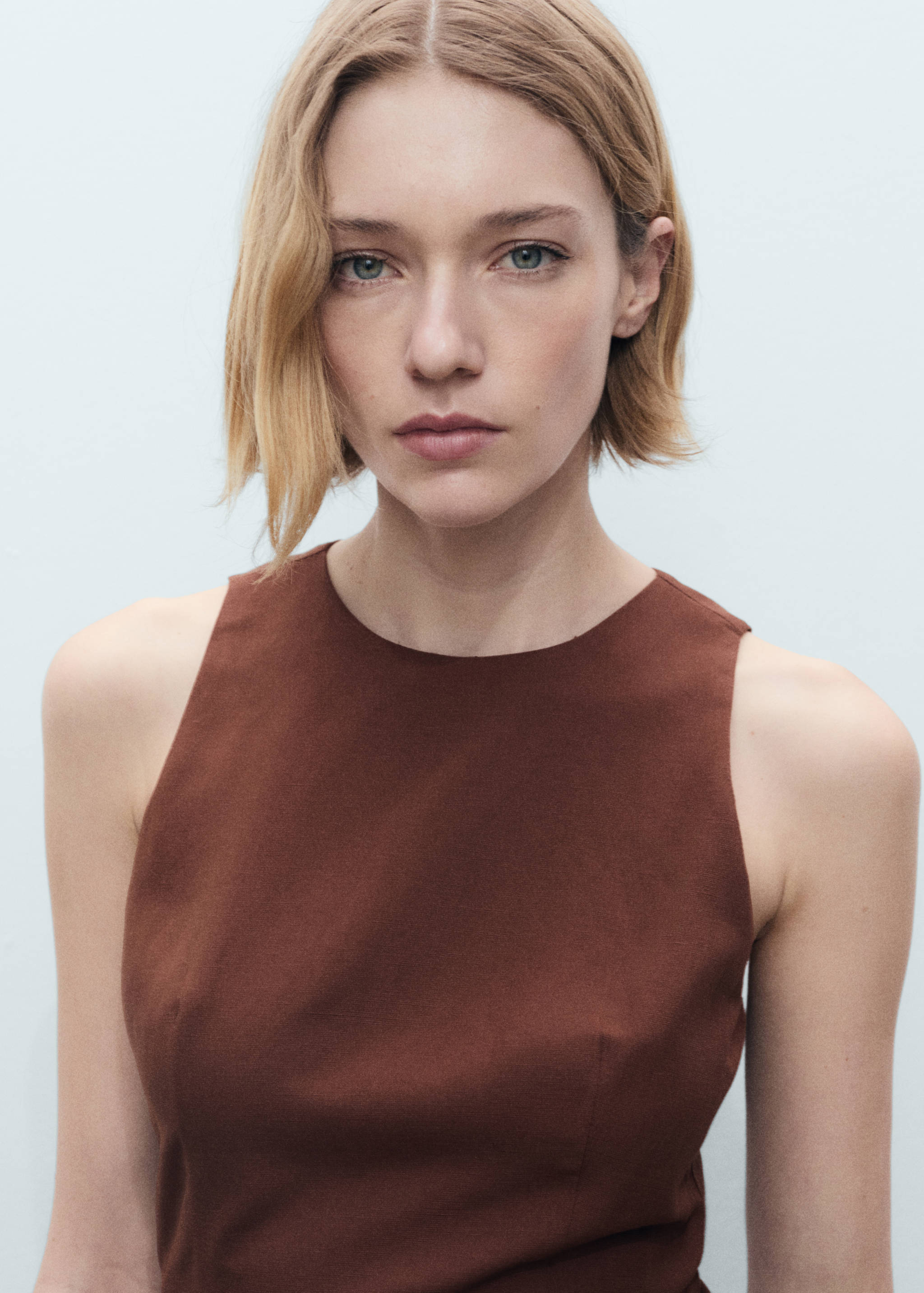 Combined fabric midi-dress - Details of the article 1