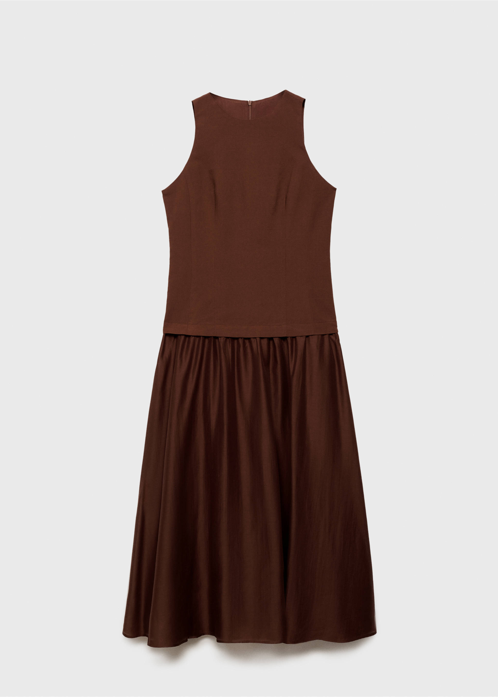 Combined fabric midi-dress - Article without model, Brown. Ref: 87007192-00.