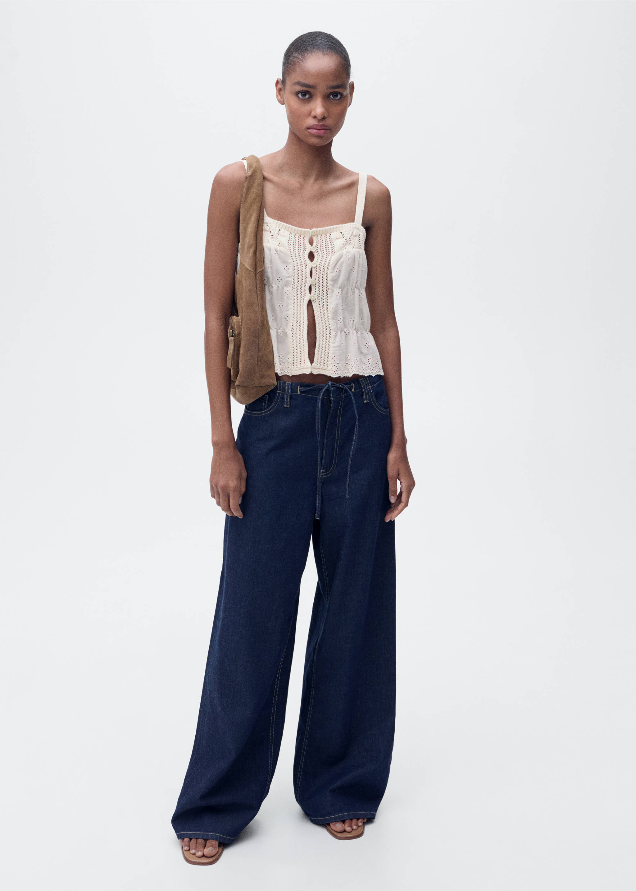 Combined top with openwork details - General plane, Ecru. Ref: 87007194-00.