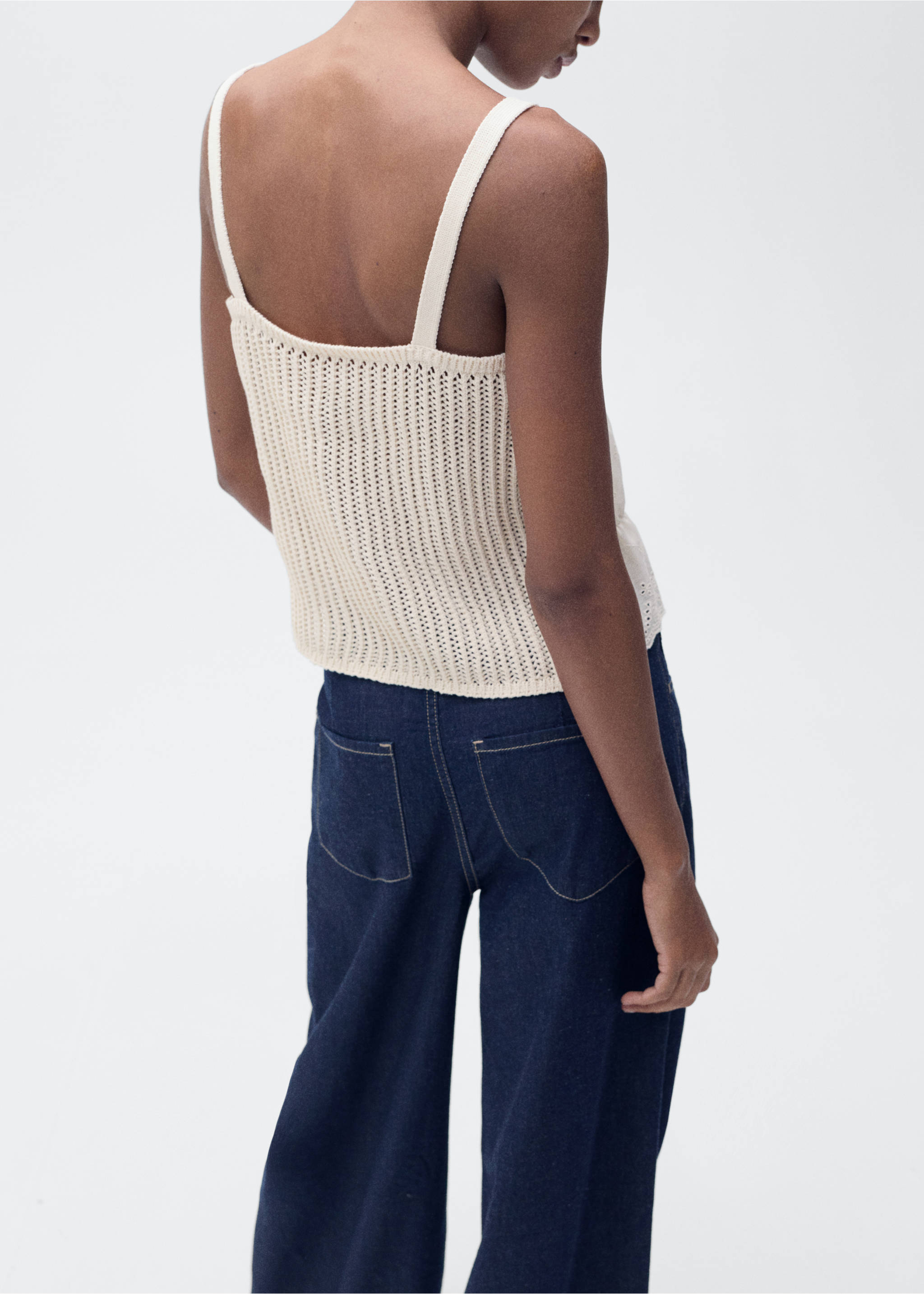 Combined top with openwork details - Reverse of the article, Ecru. Ref: 87007194-00.