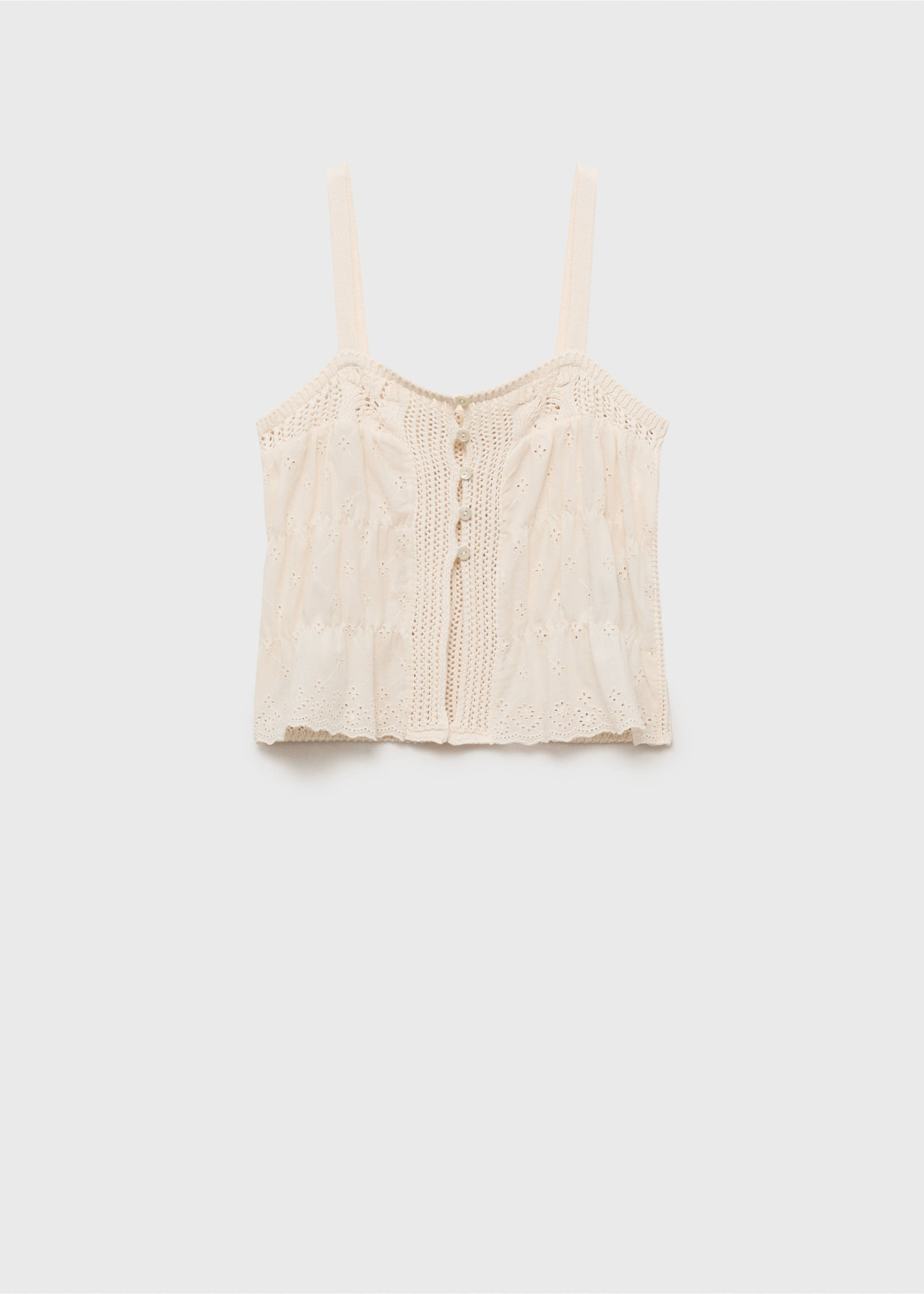 Combined top with openwork details - Article without model, Ecru. Ref: 87007194-00.