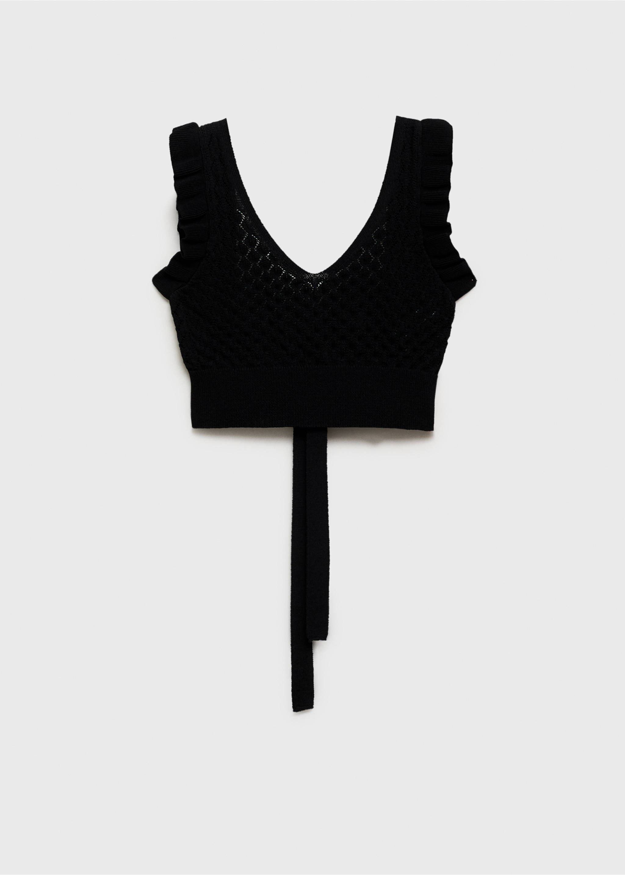Crop top with bow on the back - Article without model, Black. Ref: 87007195-00.