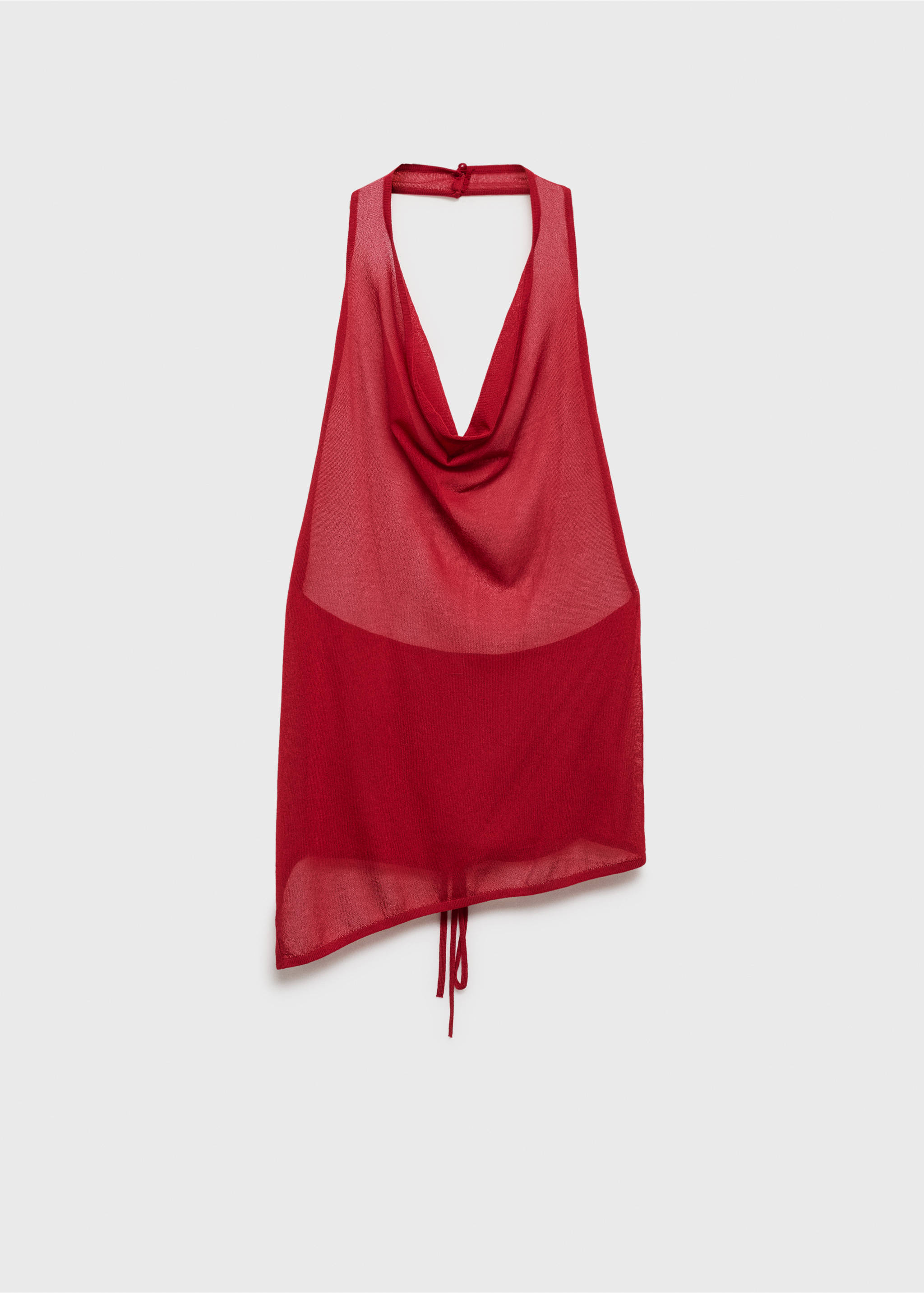 Draped knitted top with open back - Article without model, Red. Ref: 87007198-00.