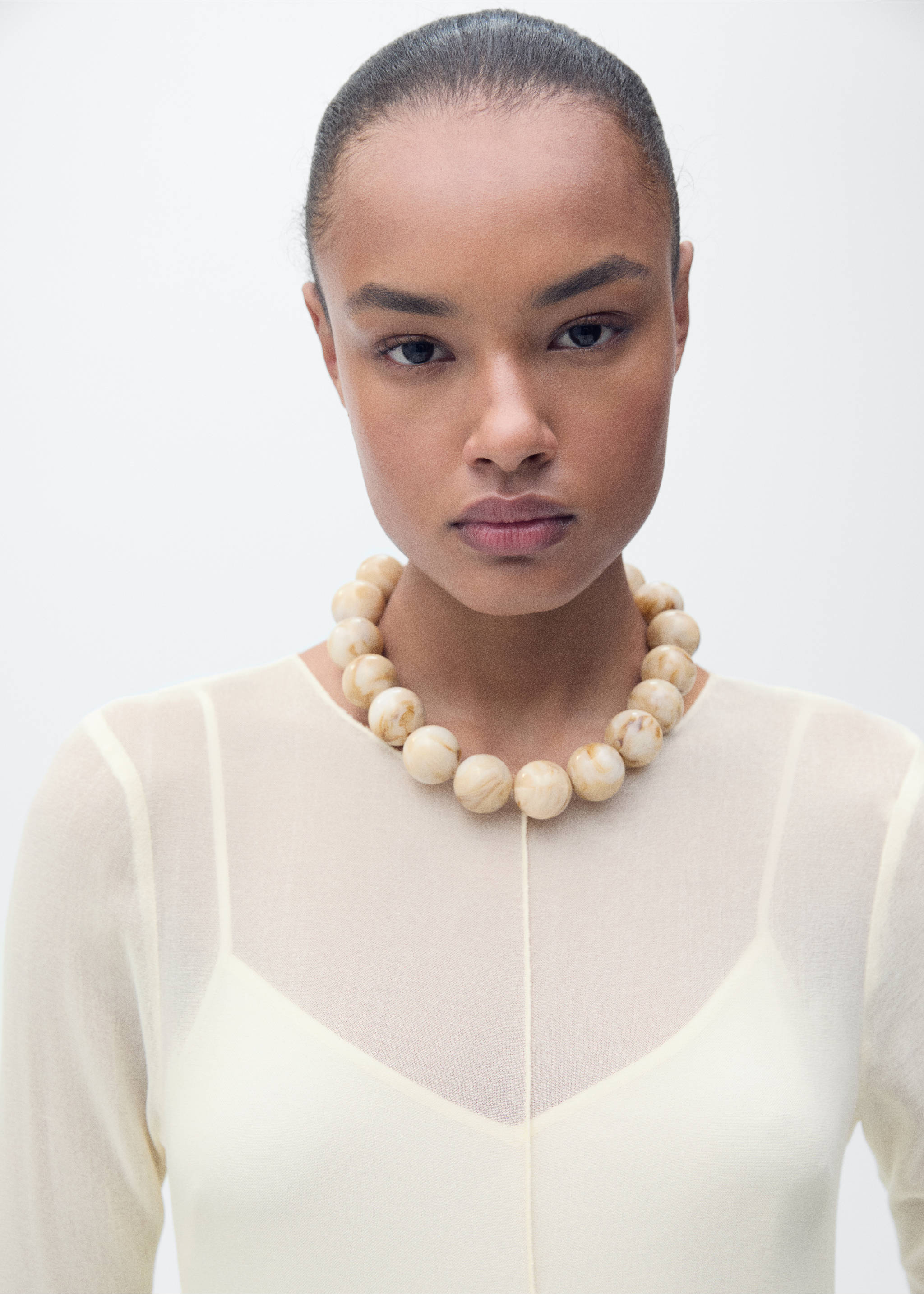 Robe combinée semi-transparente - Détail de l'article 1, Écru. Ref: 87007199-00.