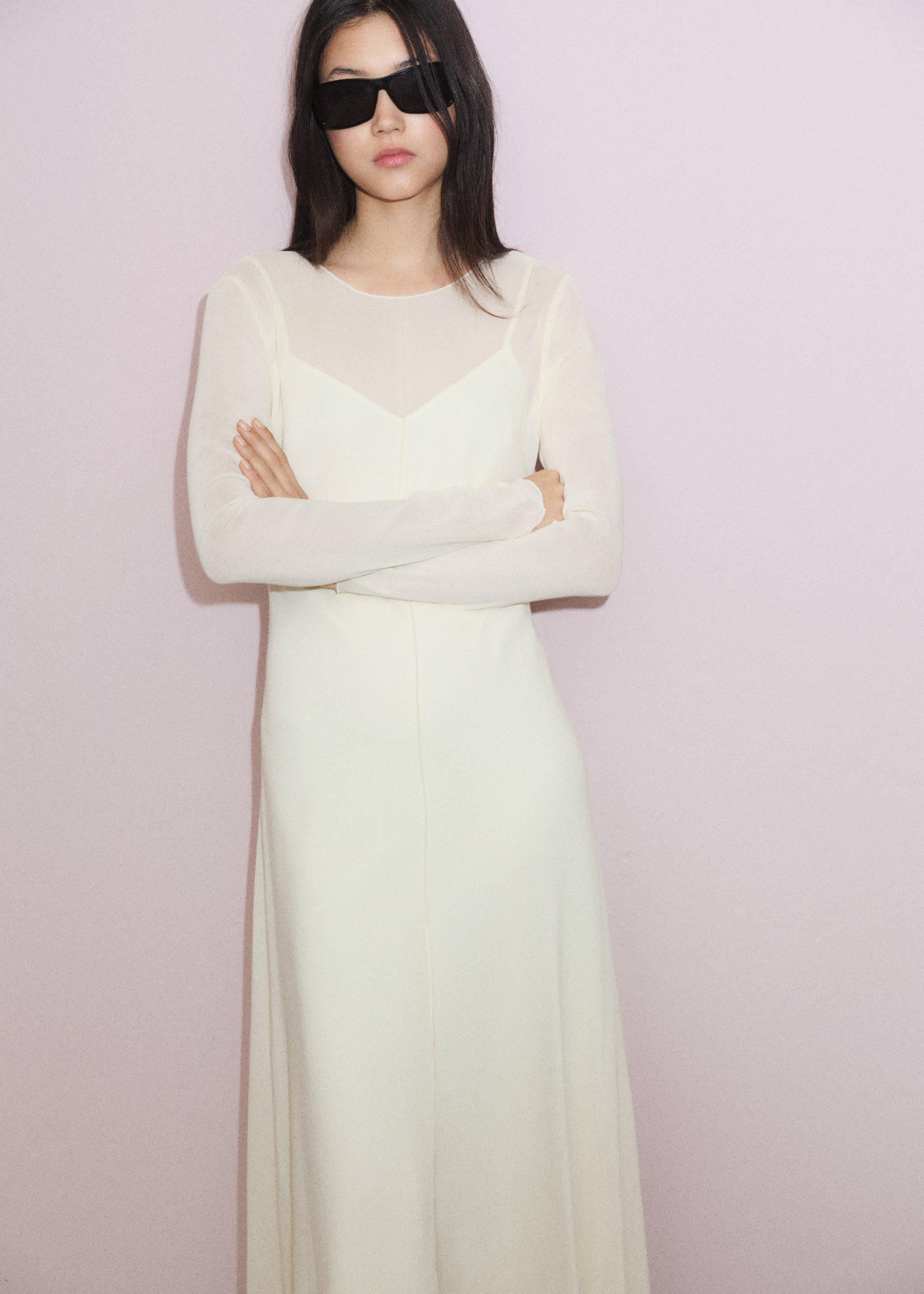 Robe combinée semi-transparente - Détail de l'article 9, Écru. Ref: 87007199-00.