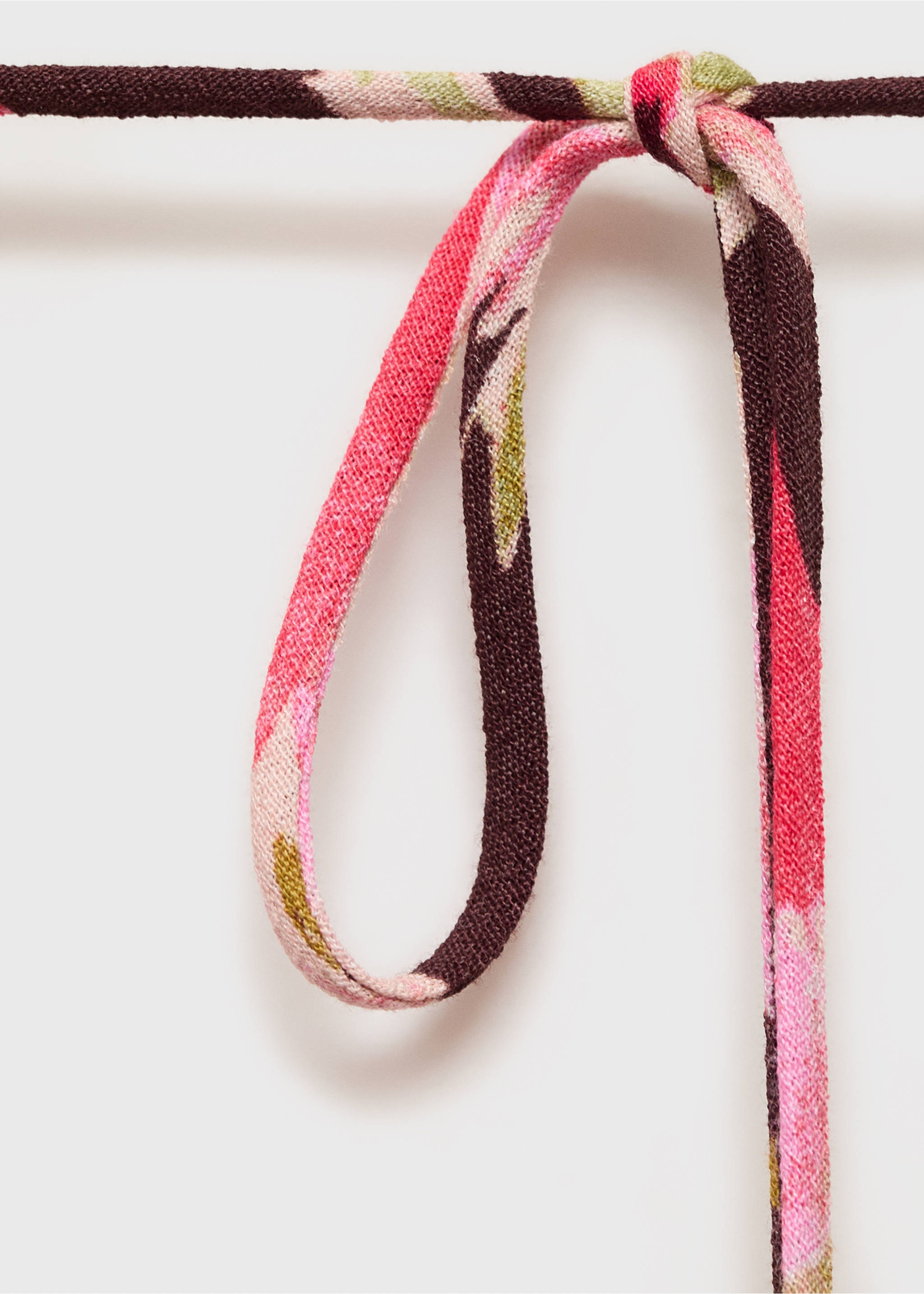 Floral dress with draped neck - Details of the article 0, Brown. Ref: 87007200-00.