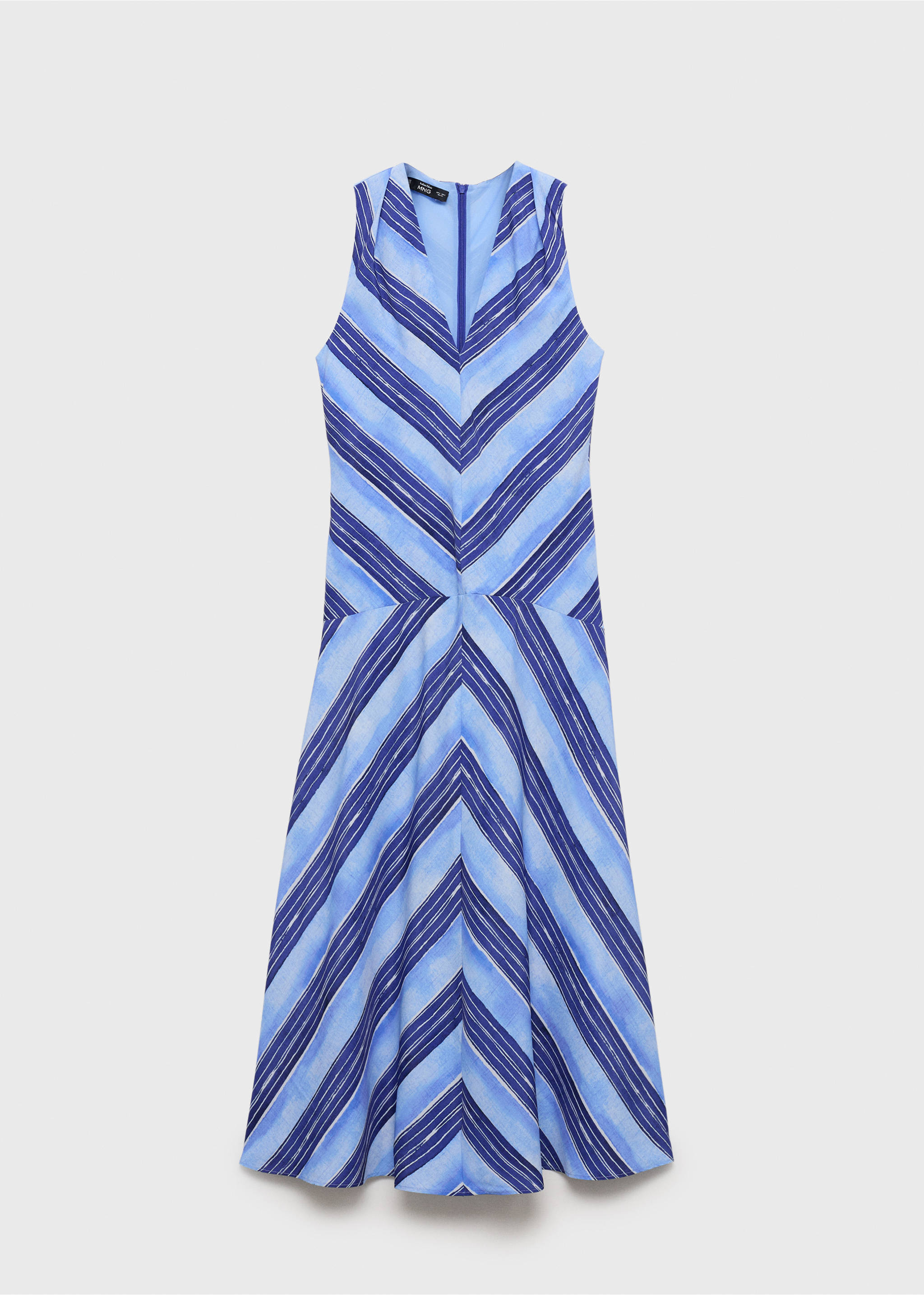 Striped flared dress - Article without model, Blue. Ref: 87007203-00.