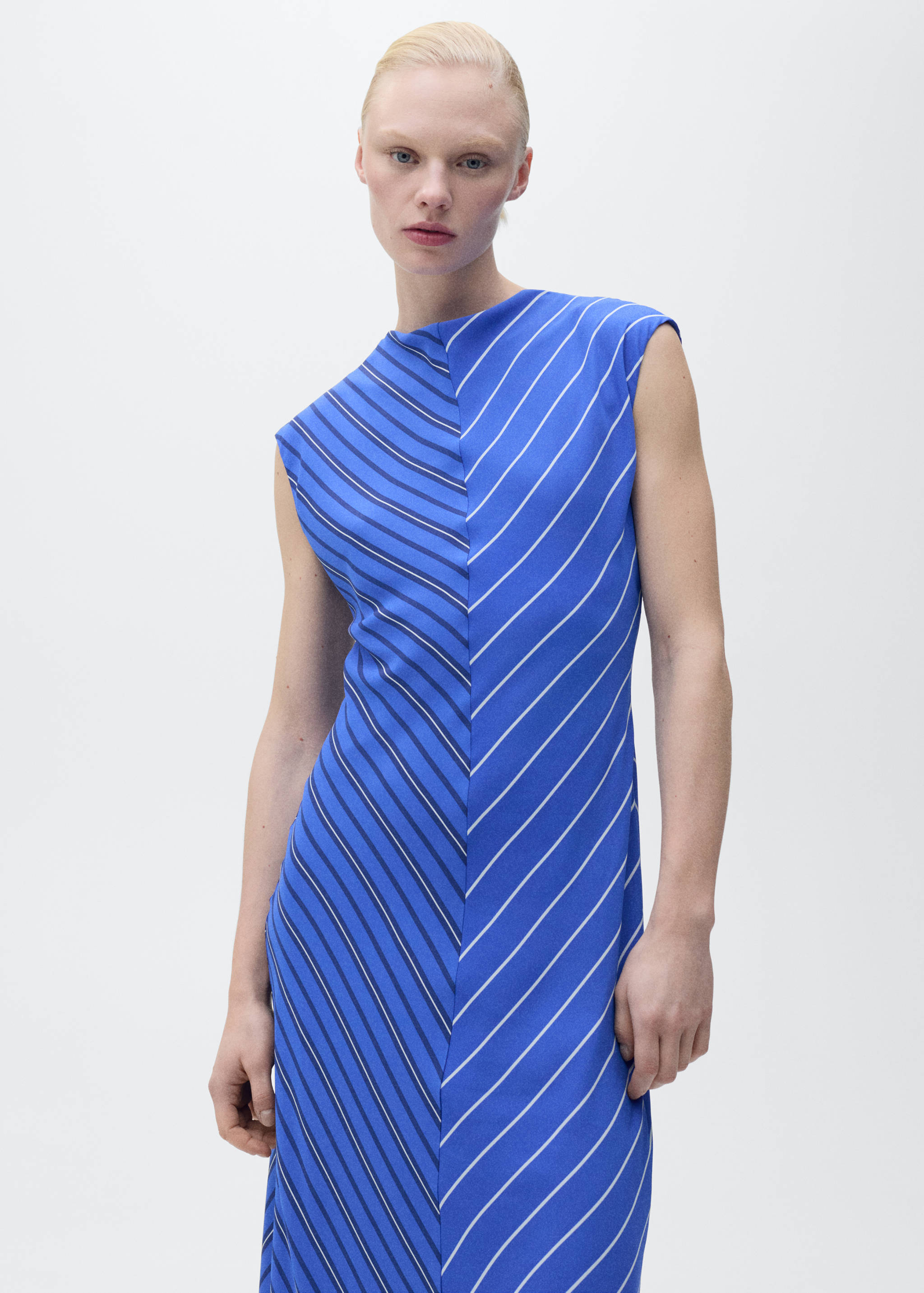 Combined striped flared dress - Medium plane