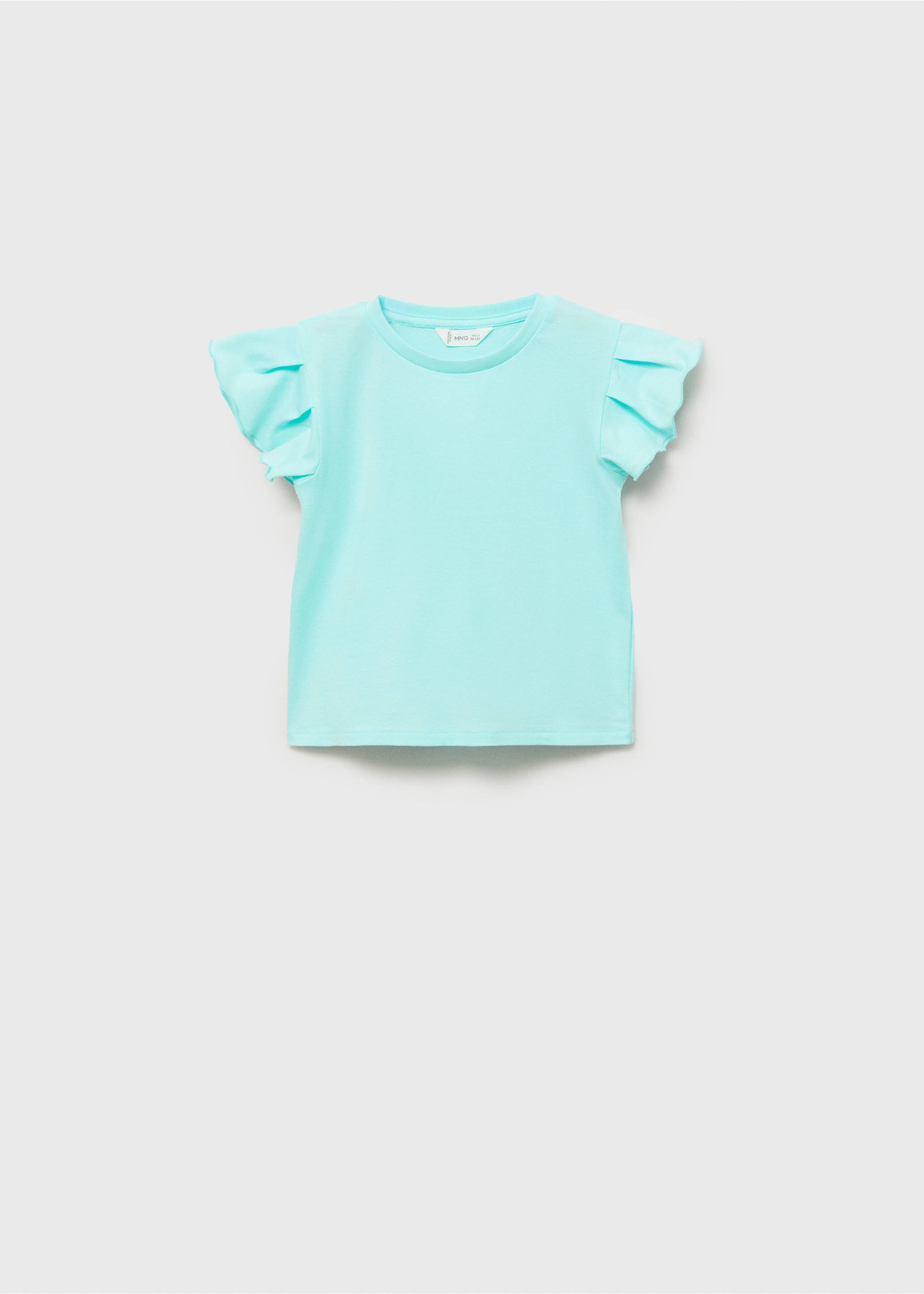 Ruffled sleeve T-shirt - Article without model, Aqua Green. Ref: 87007705-00.