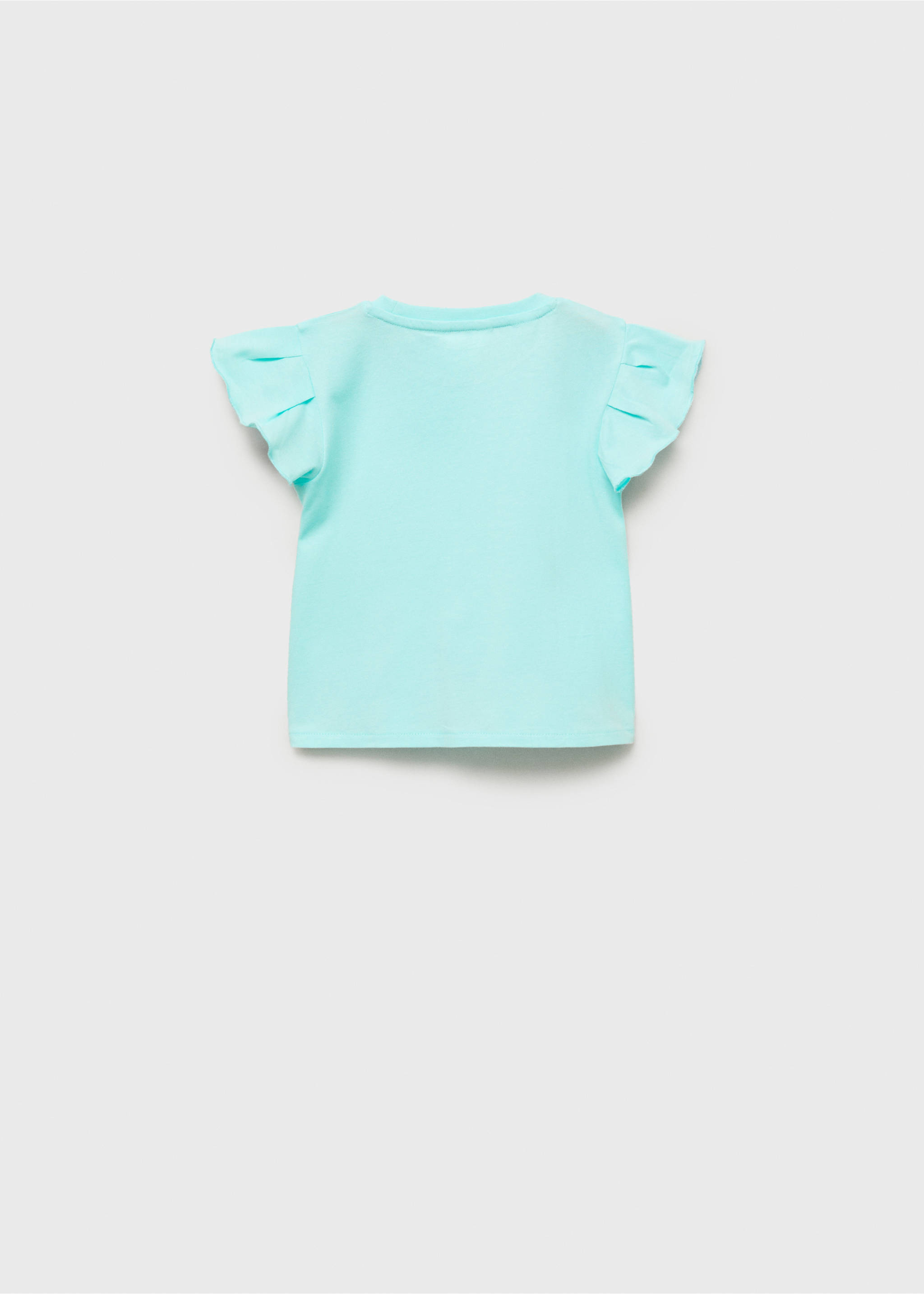 Ruffled sleeve T-shirt - Reverse of the article, Aqua Green. Ref: 87007705-00.
