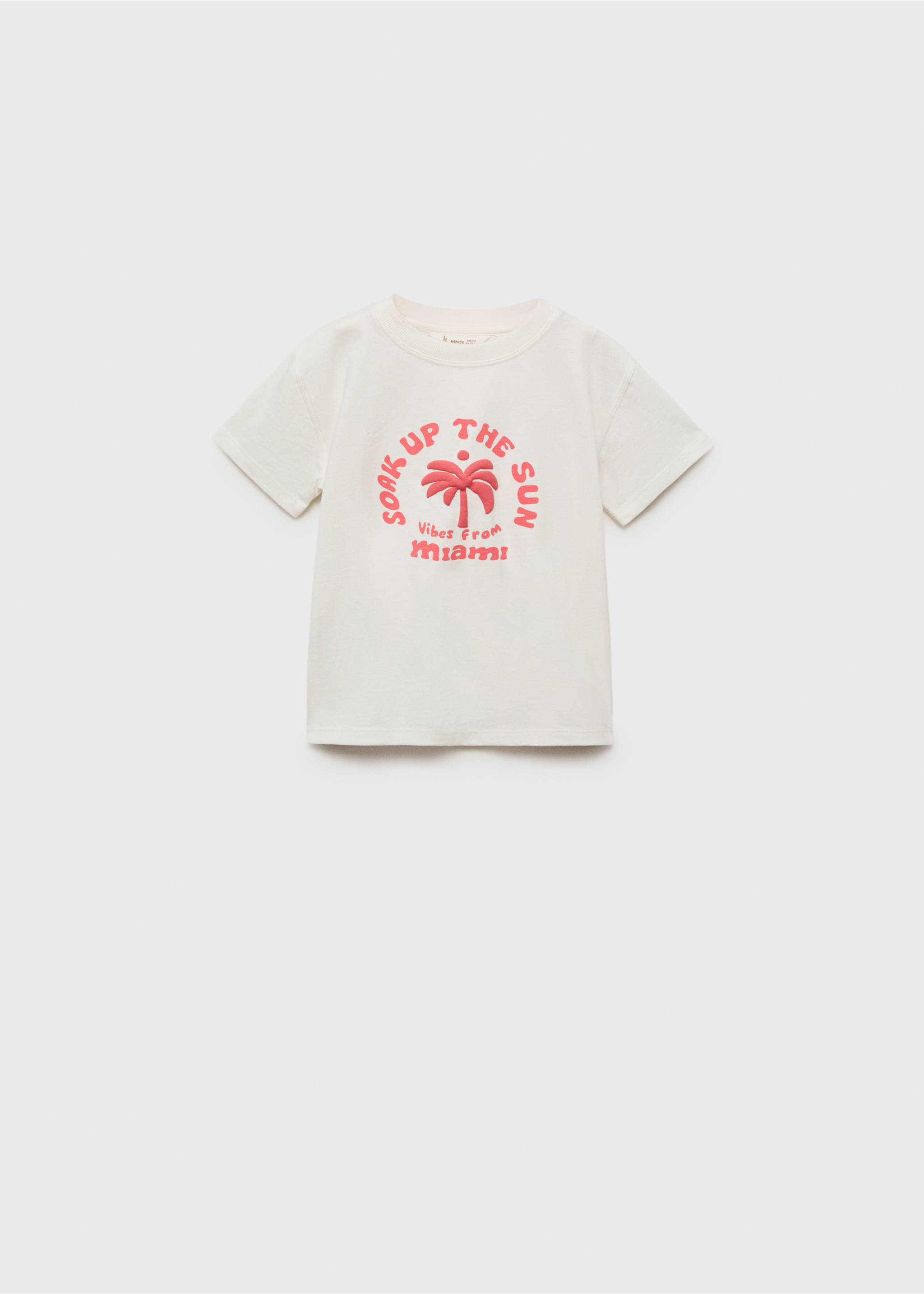 Embossed printed t-shirt - Article without model, Off White. Ref: 87007711-00.