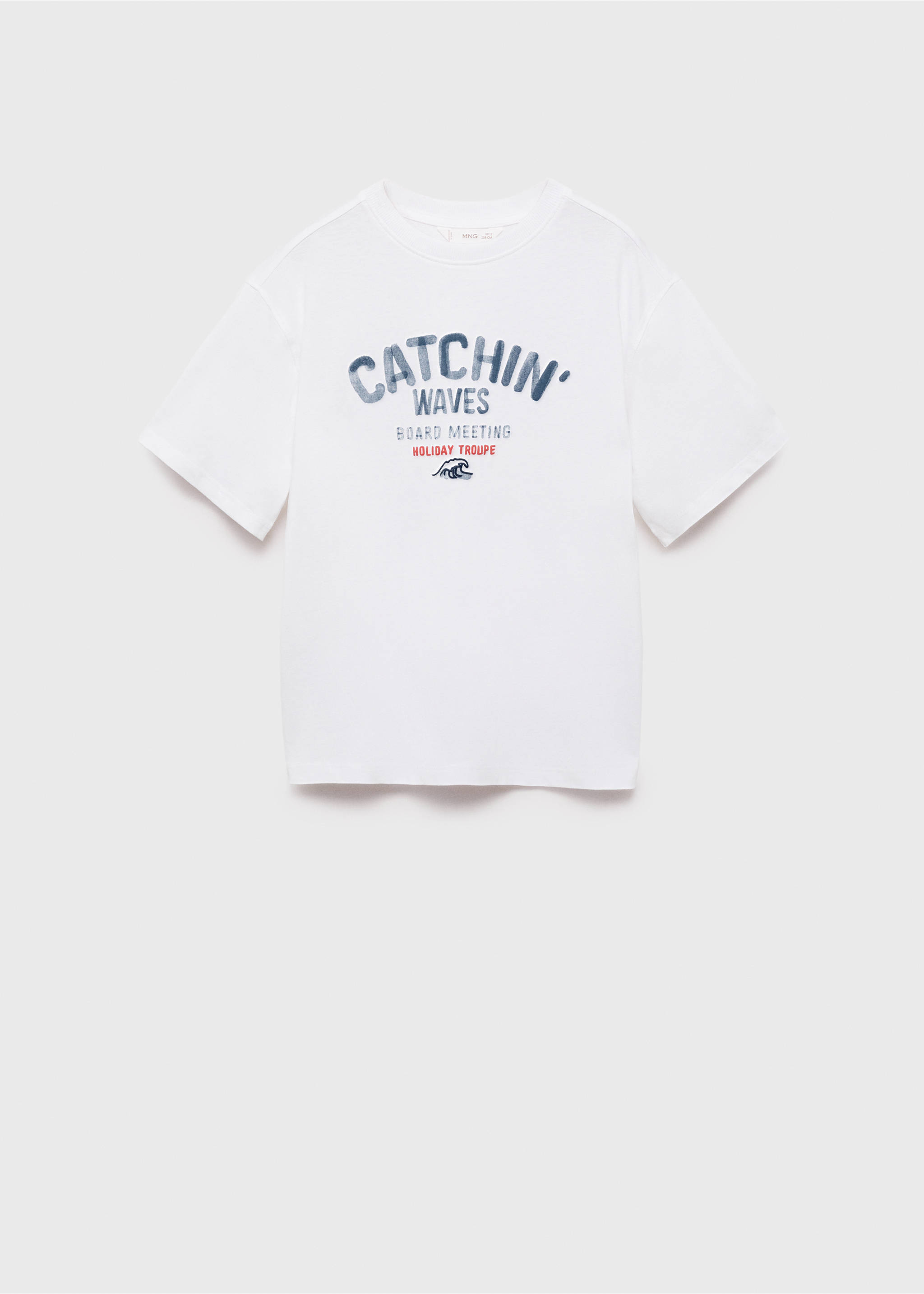 Embossed printed t-shirt - Article without model, Off White. Ref: 87007717-00.